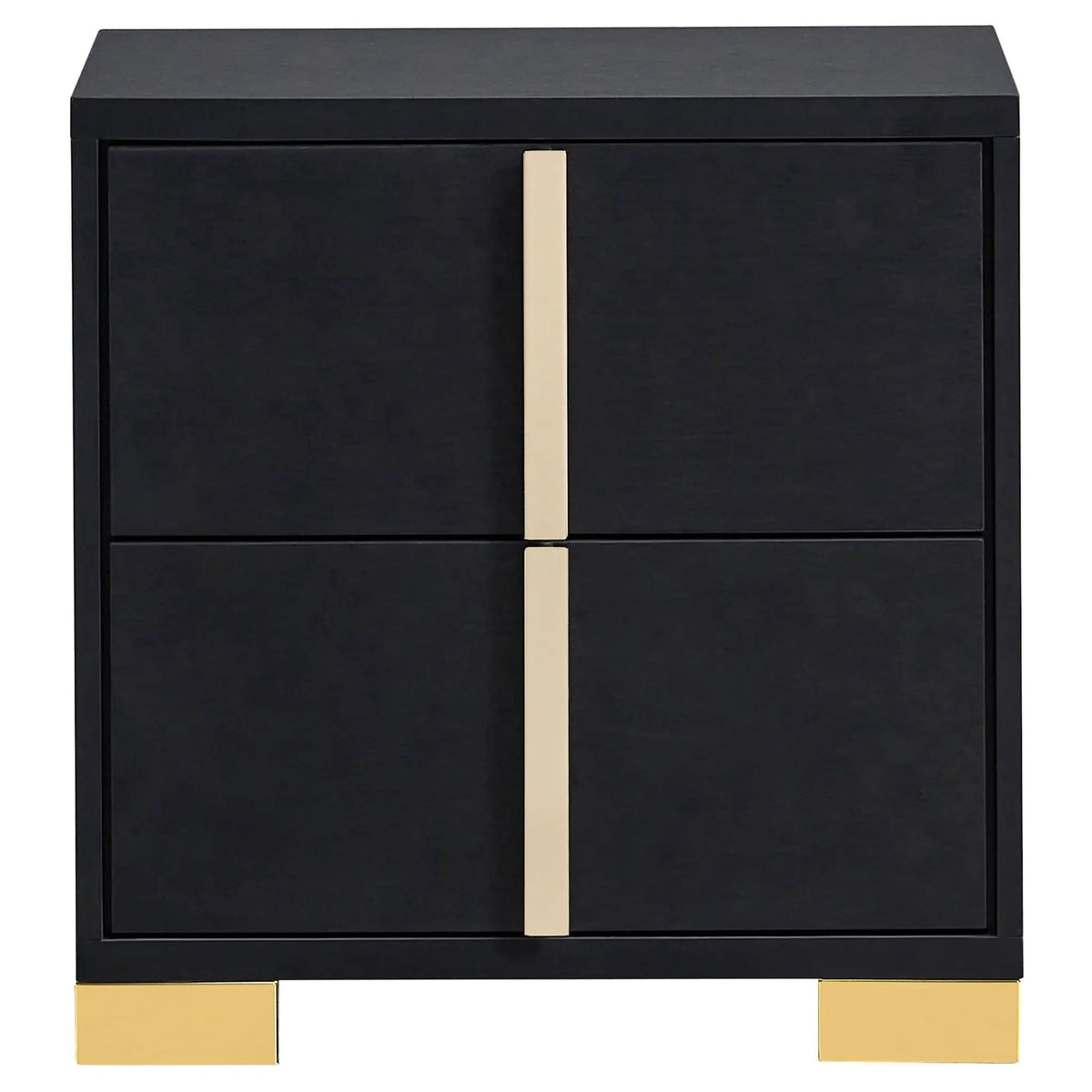Marceline 2-drawer Nightstand | 21.75 x 16.25 x 22.25 in | Engineered Wood & Metal | Black