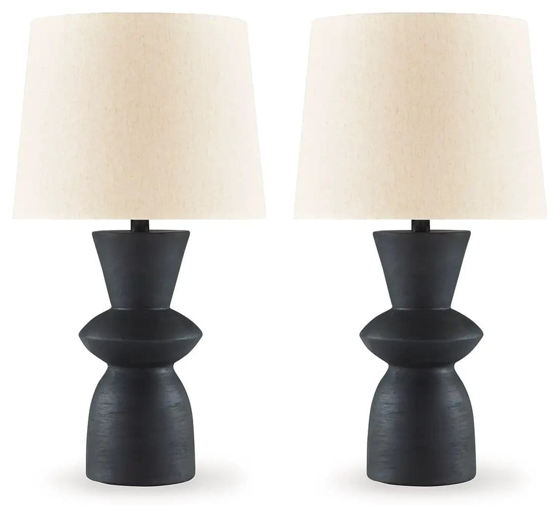 Scarbot Paper Table Lamp (Set of 2) | 13.63 x 13.63 x 24.5 in | Fabric | Distressed Black