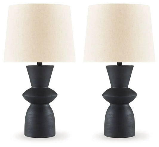 Scarbot Paper Table Lamp (Set of 2) | 13.63 x 13.63 x 24.5 in | Fabric | Distressed Black