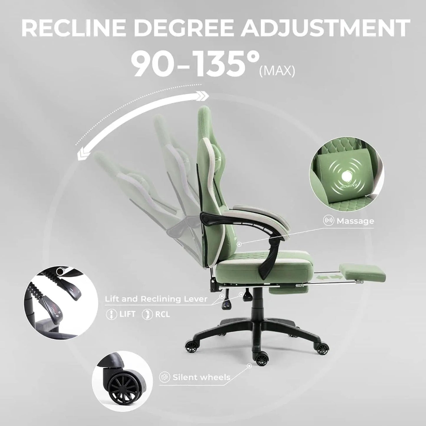 Gaming Chair With Pocket Spring Cushion And Footrest Green from PriceLows™