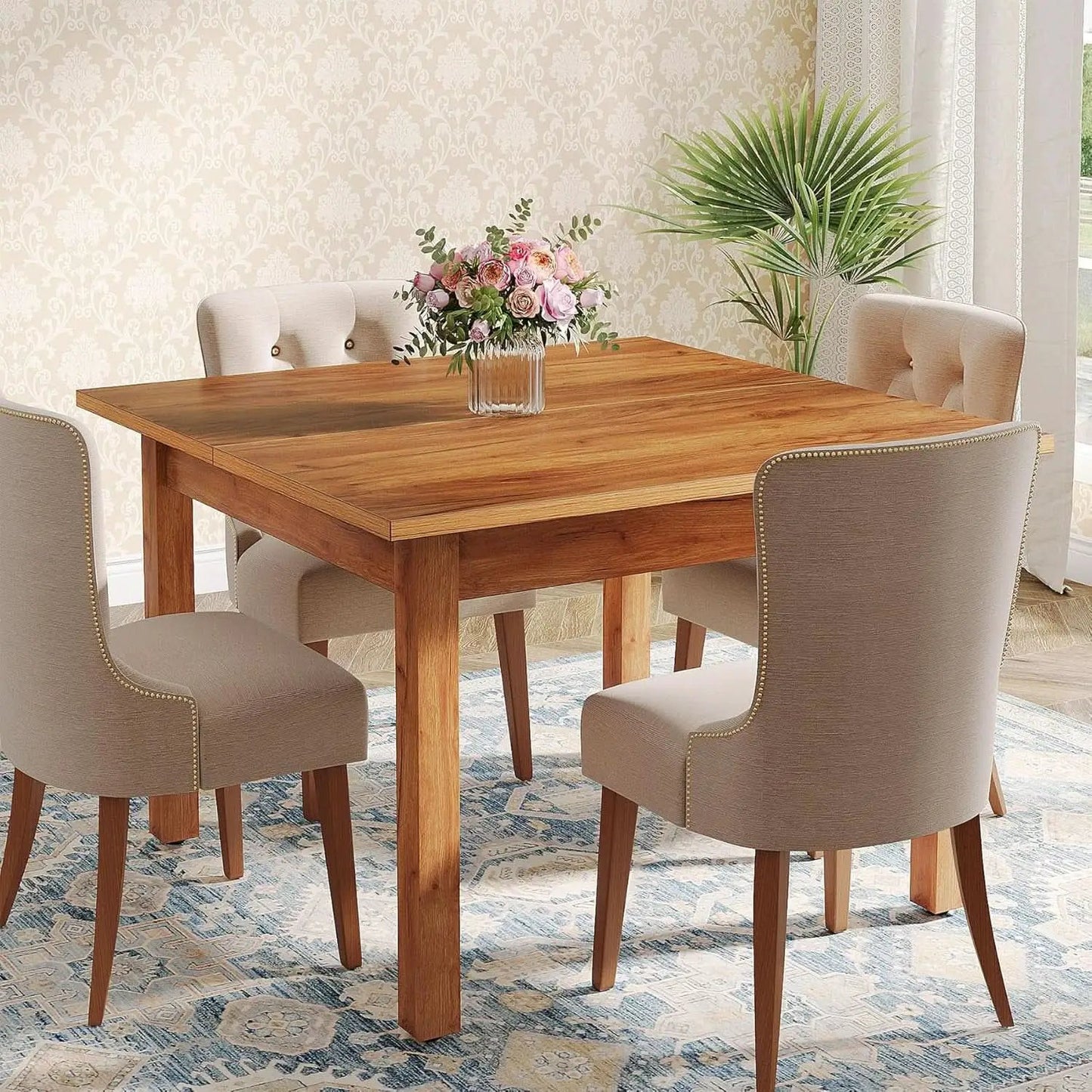 Tribesigns 39 Inch Wood Dining Table Rustic Brown Farmhouse from PriceLows™