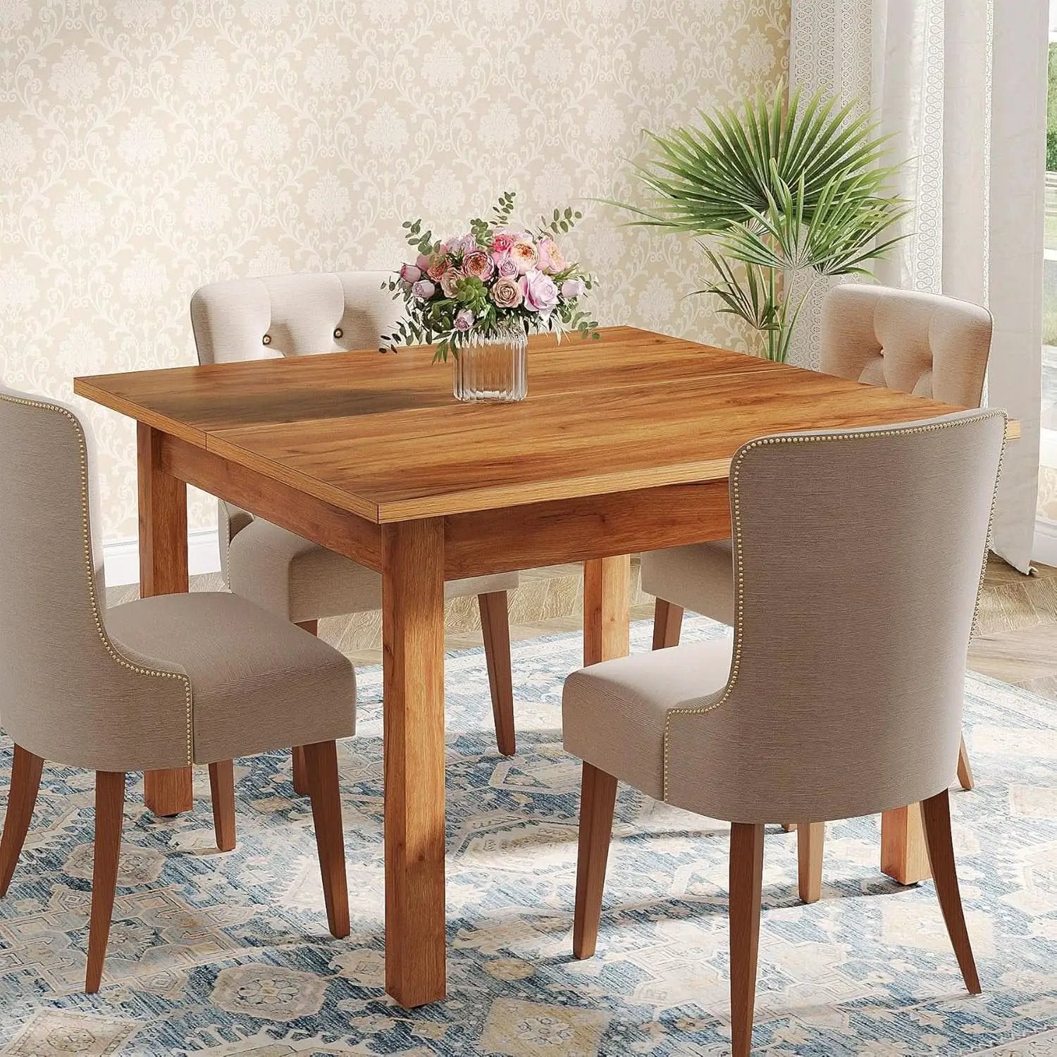 Tribesigns 39 Inch Wood Dining Table Rustic Brown Farmhouse from PriceLows™
