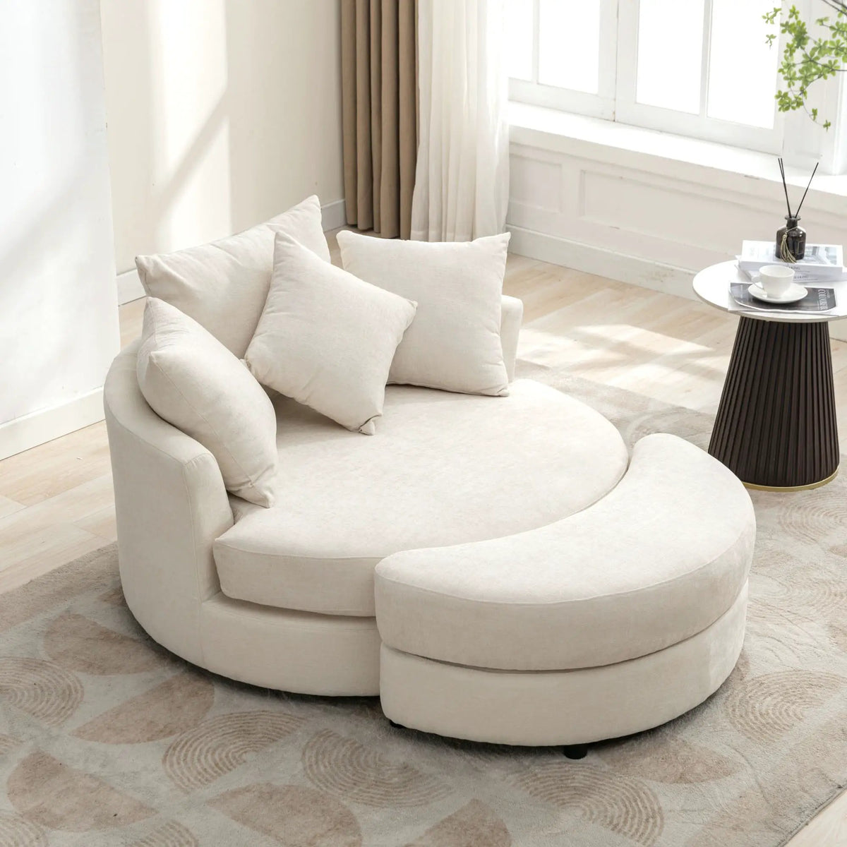 Swivel Accent Chair | 360 Degree Rotation | Ergonomic Padded Seat | Round Frame