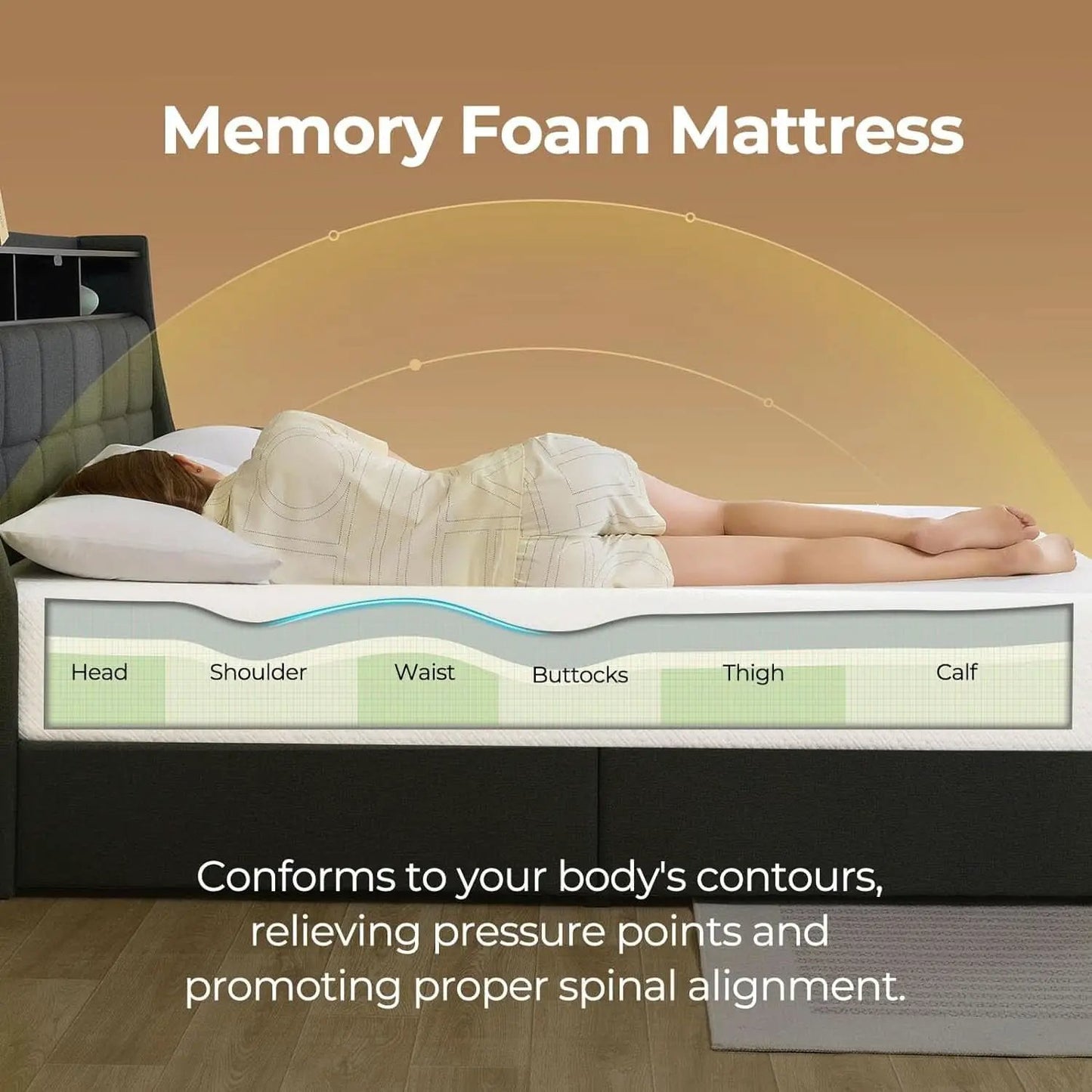 Twin Gel Memory Foam Mattress Fiberglass-Free, Breathable, 6" from PriceLows™
