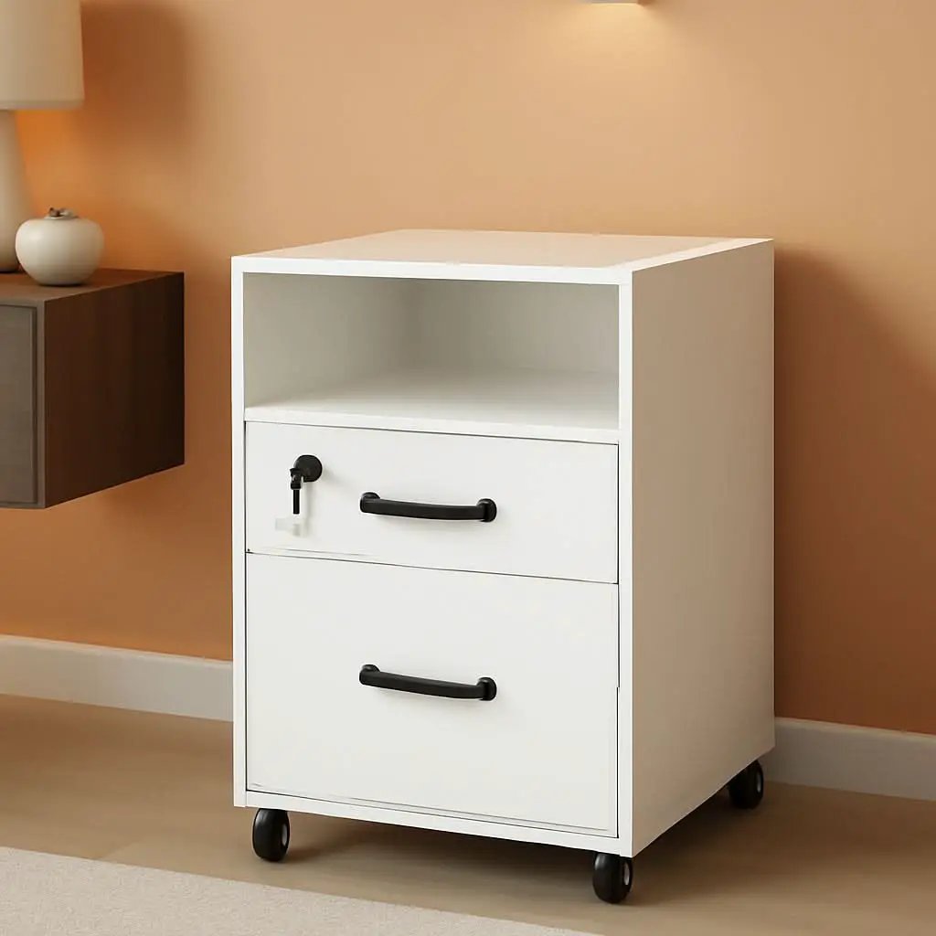White Vertical File Cabinet With Locking Top Drawer from PriceLows™
