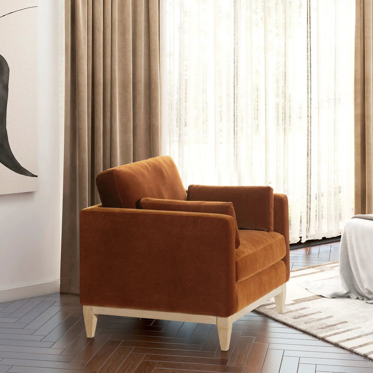 Knox Modern Farmhouse Arm Chair | Feather-Down Wrapped Cushions | Reversible Back And Arm Cushions | Durable Upholstery