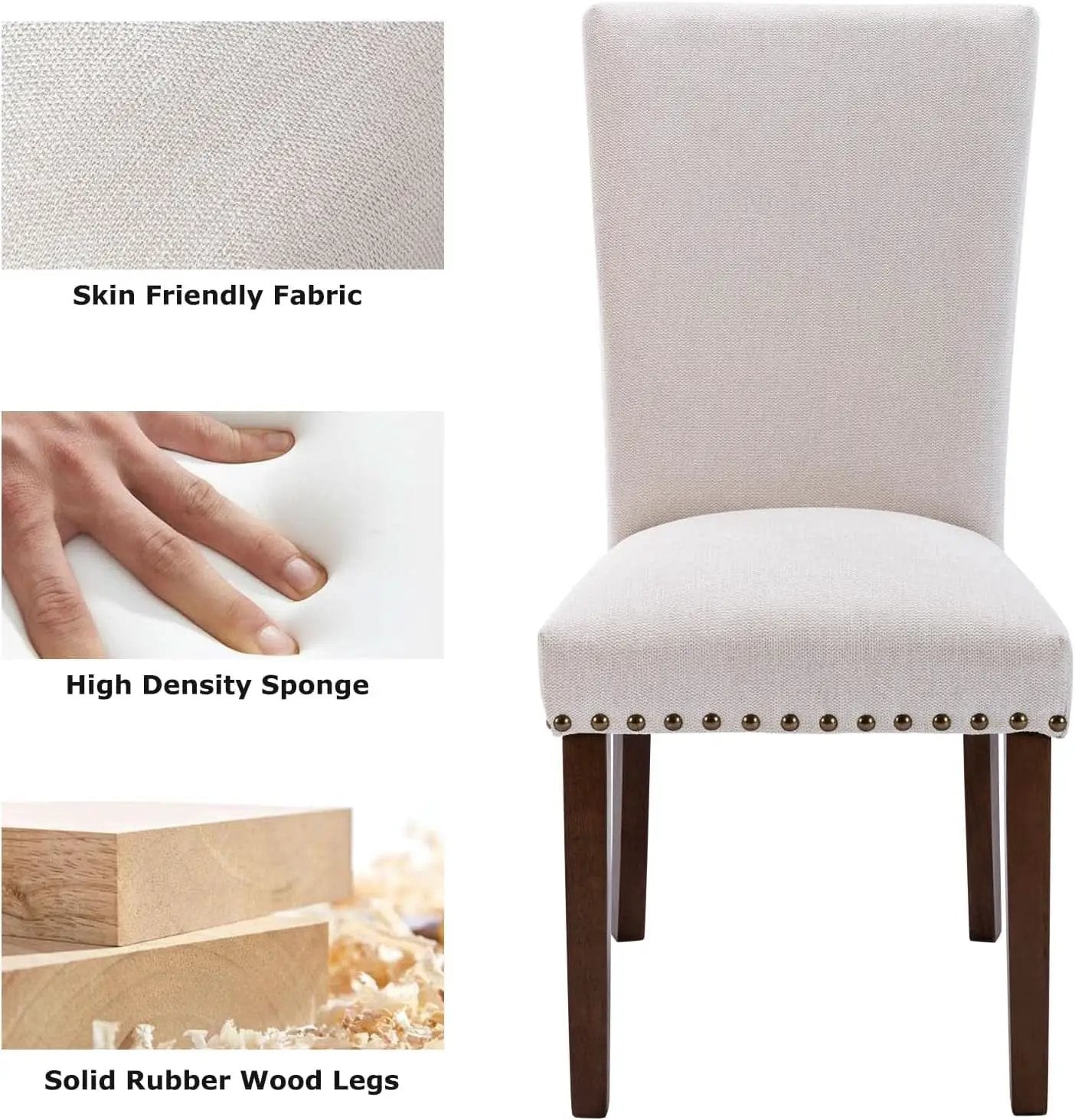 Beige Linen Upholstered High Back Counterheight Chairs from PriceLows™