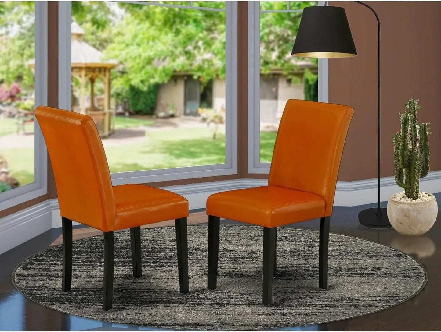 Parson Dining Chairs Black Faux Leather Upholstered Set Of 2 from PriceLows™