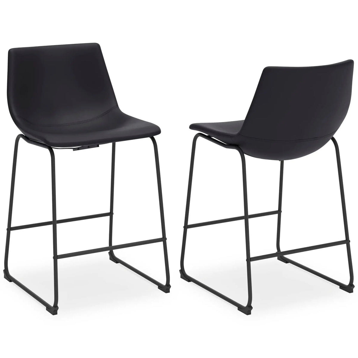 Centiar Upholstered Barstool | Set Of 2 | Contoured Bucket Seat | Tubular Metal Base