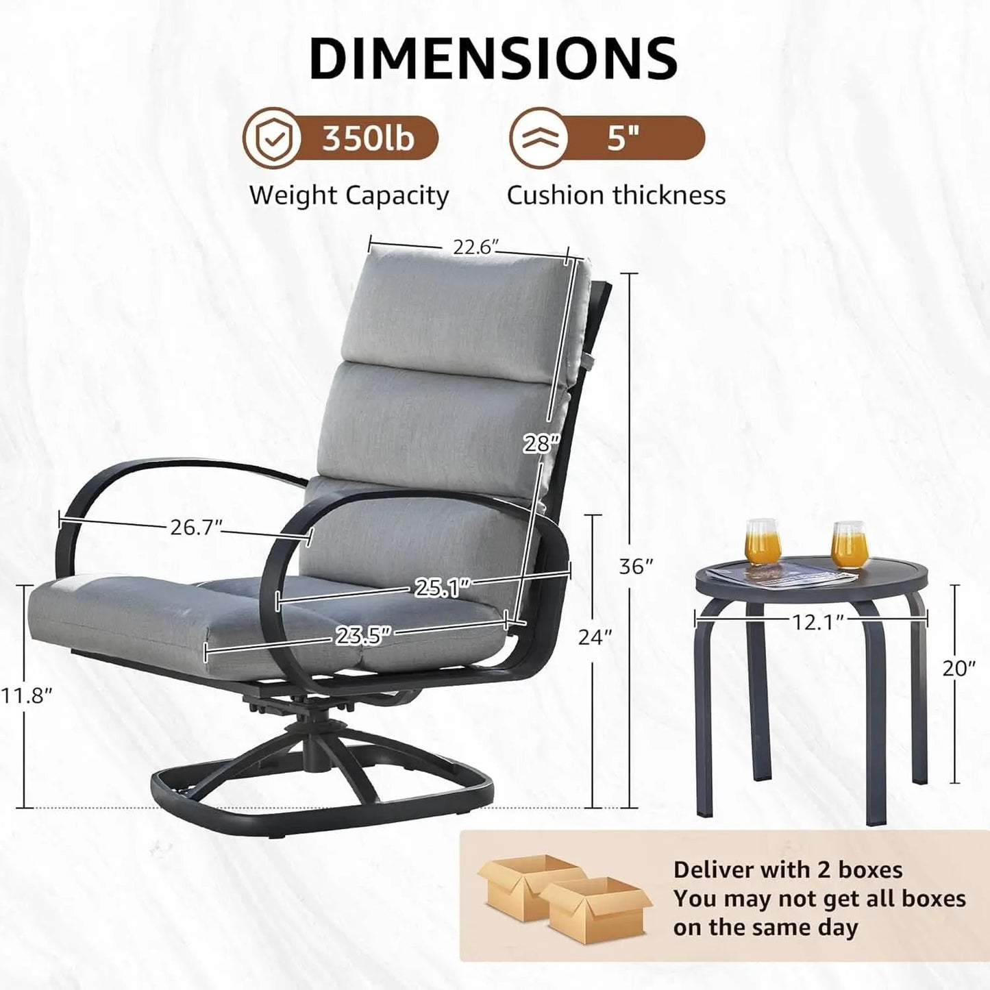 3 Piece Patio Bistro Set With Swivel Glider Chairs Table from PriceLows™