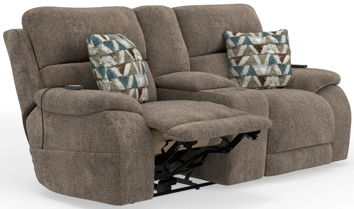 Joya Power Headrest Power Lay Flat Reclining Console Loveseat With CR3 | 2 Pieces | Living Room Furniture | Living Room