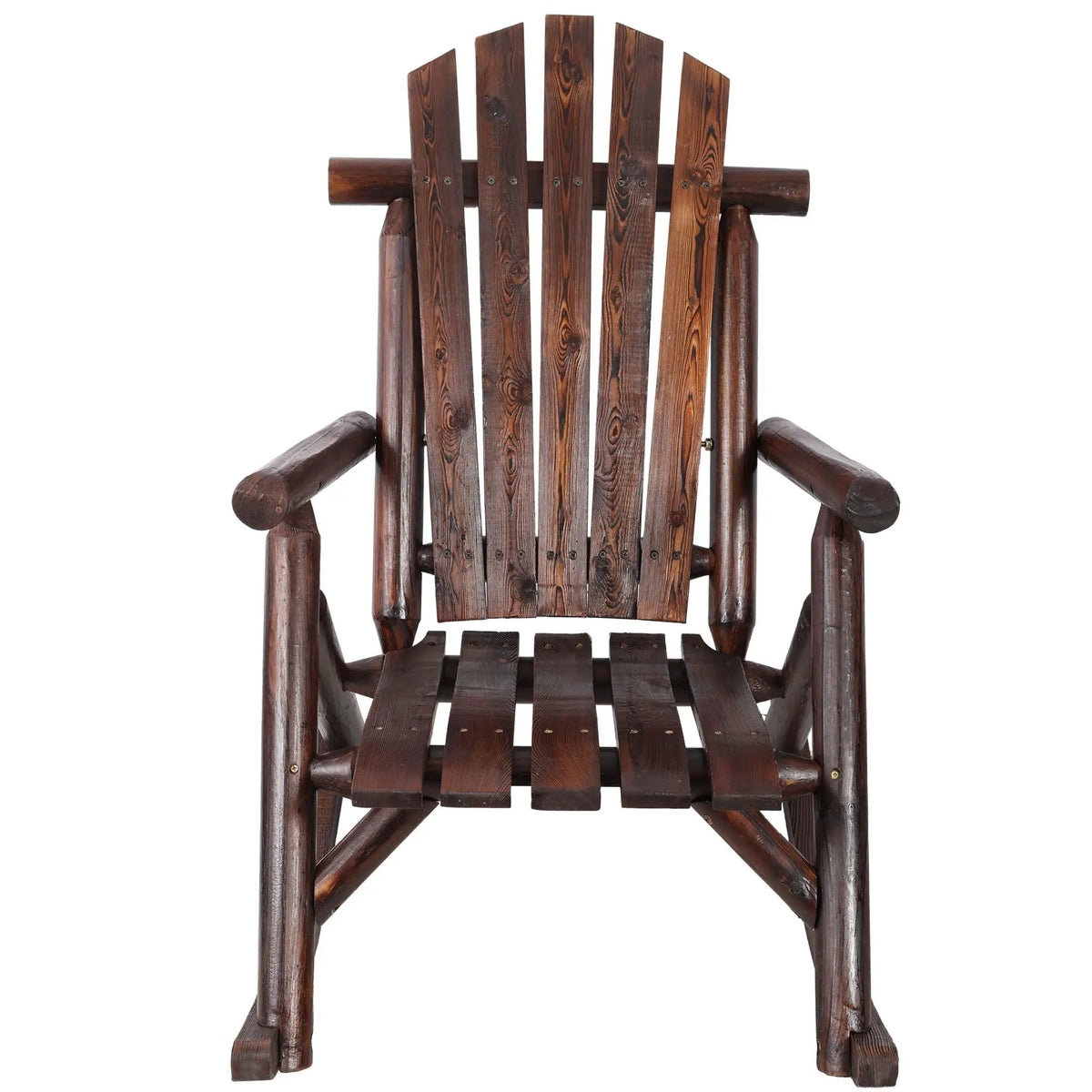 Wooden Porch Rocker | Fir Log Rocking Chair | Ergonomic Design | Indoor Outdoor Use