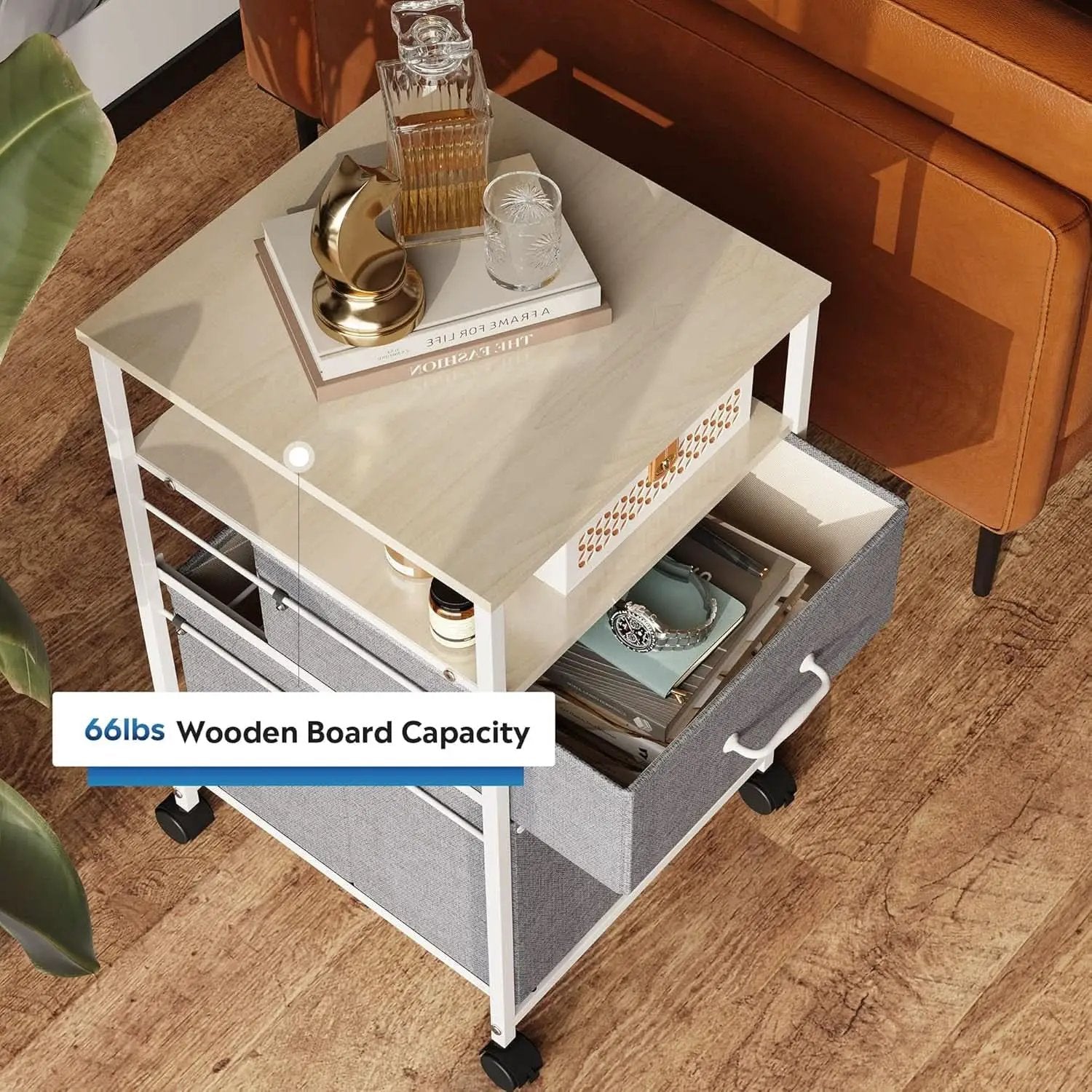 2 Drawer Mobile File Cabinet Rolling Printer Stand With Open Storage Shelf Light Grey from PriceLows™