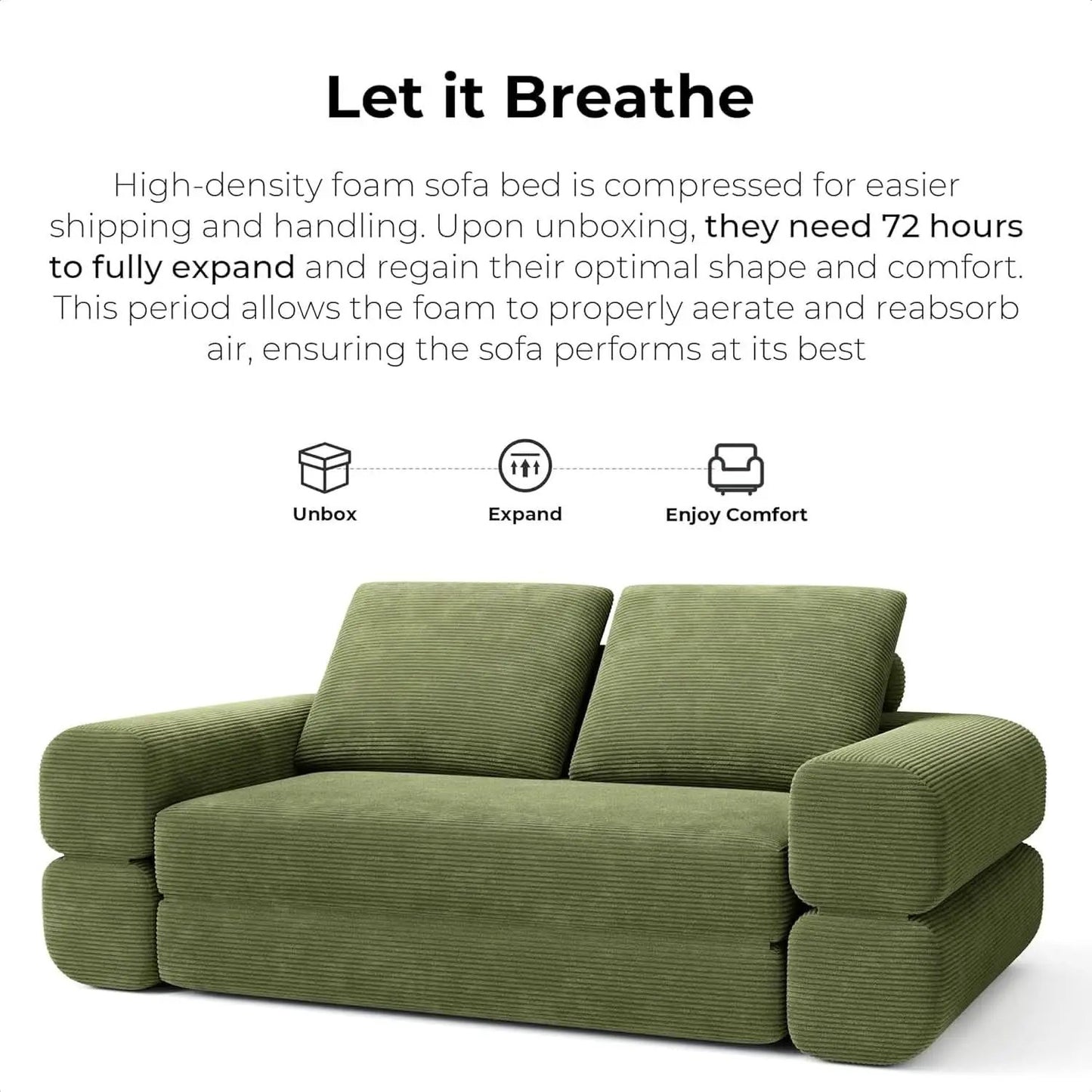 Green ThreeInOne Convertible Sleeper Sofa Bed Studio from PriceLows™