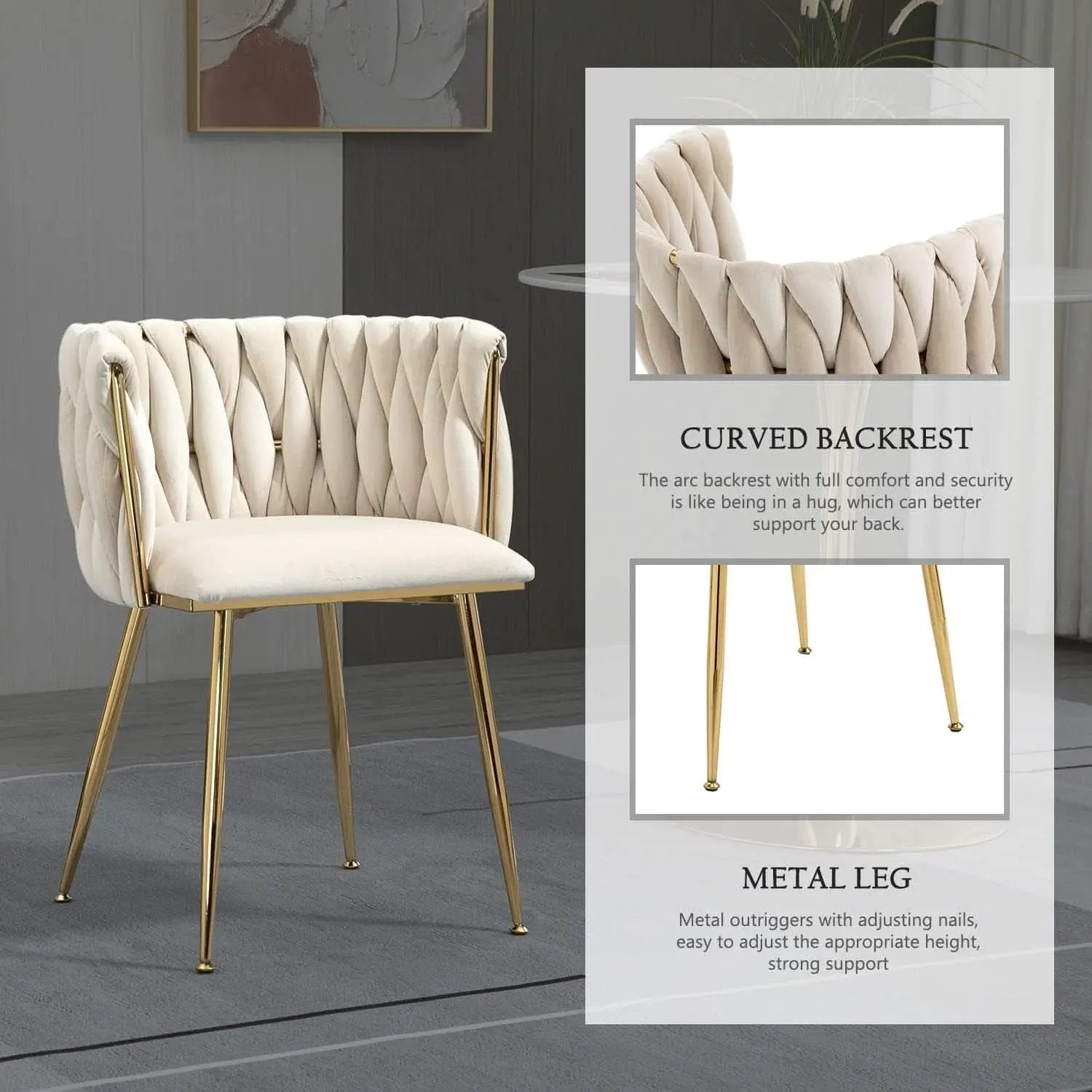 Velvet Dining Chairs With Gold Metal Legs Tufted Modern Wingback Set Of 4 from PriceLows™
