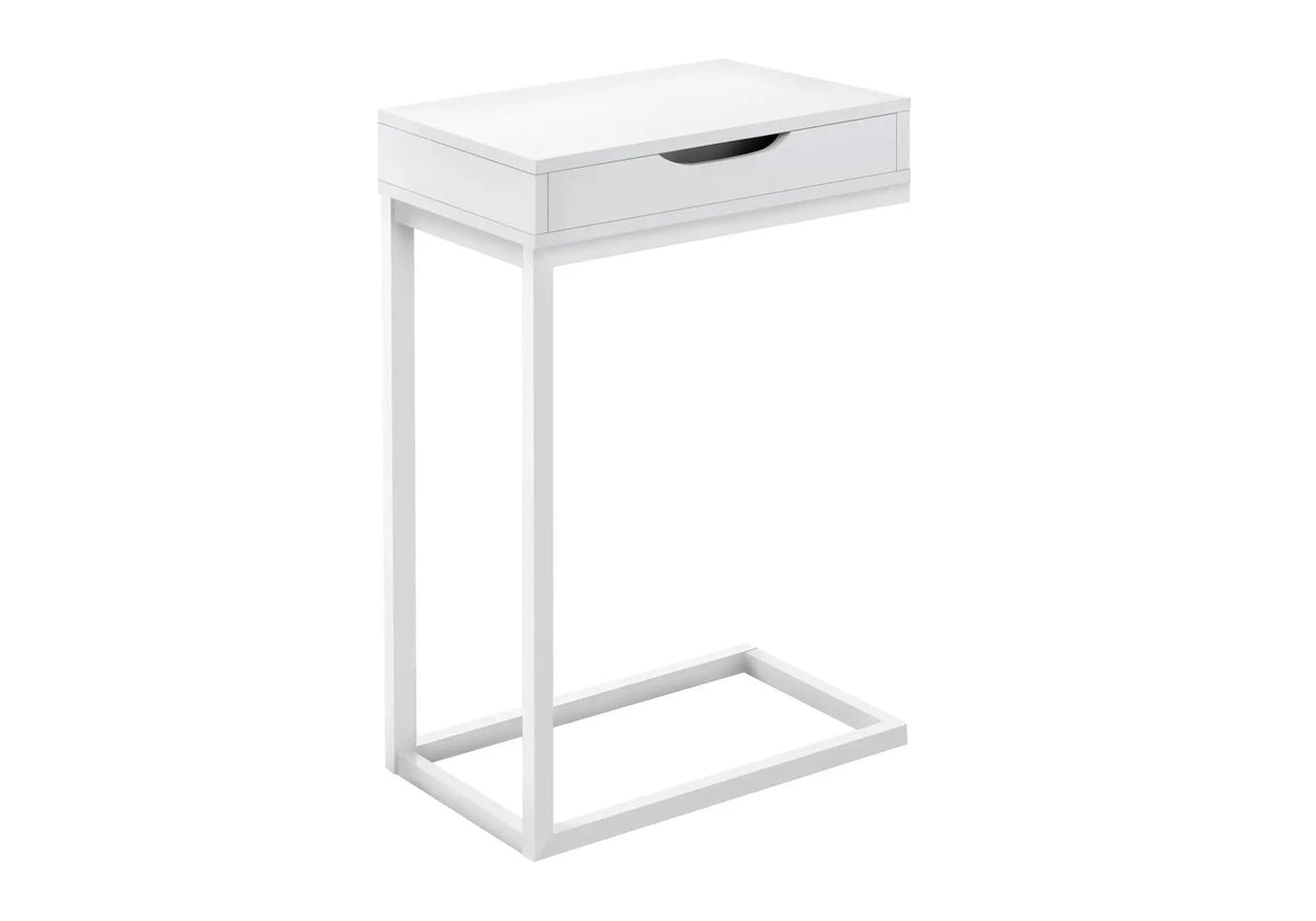 C-Shaped Accent Table | Sturdy Metal Base | Thick Panel Top | Contemporary Design