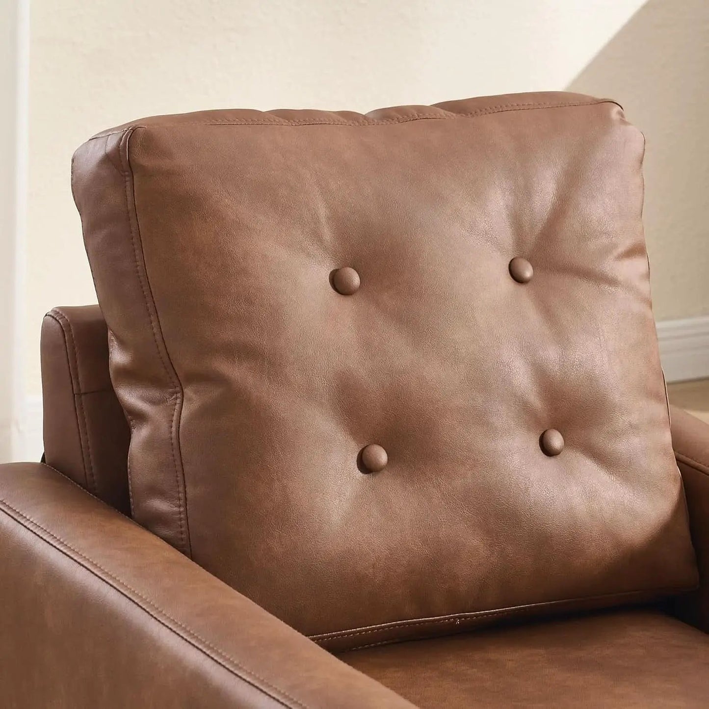 Brown Distinctive Tufted Faux Leather Armchairs Set from PriceLows™