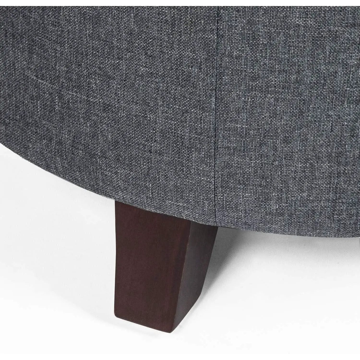 Gray Fabric Round Storage Ottoman With Button Tufting from PriceLows™