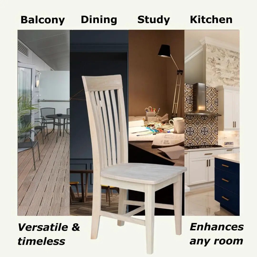 Set Of 2 Tall Mission Dining Chairs Unfinished Parawood from PriceLows™