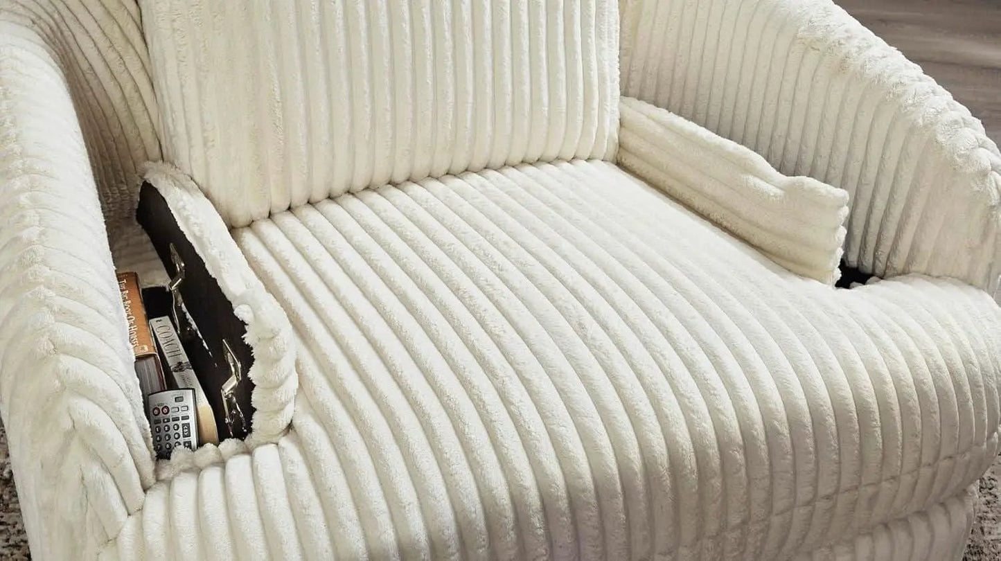 White Modern Swivel Glider Recliner With Hidden Storage from PriceLows™
