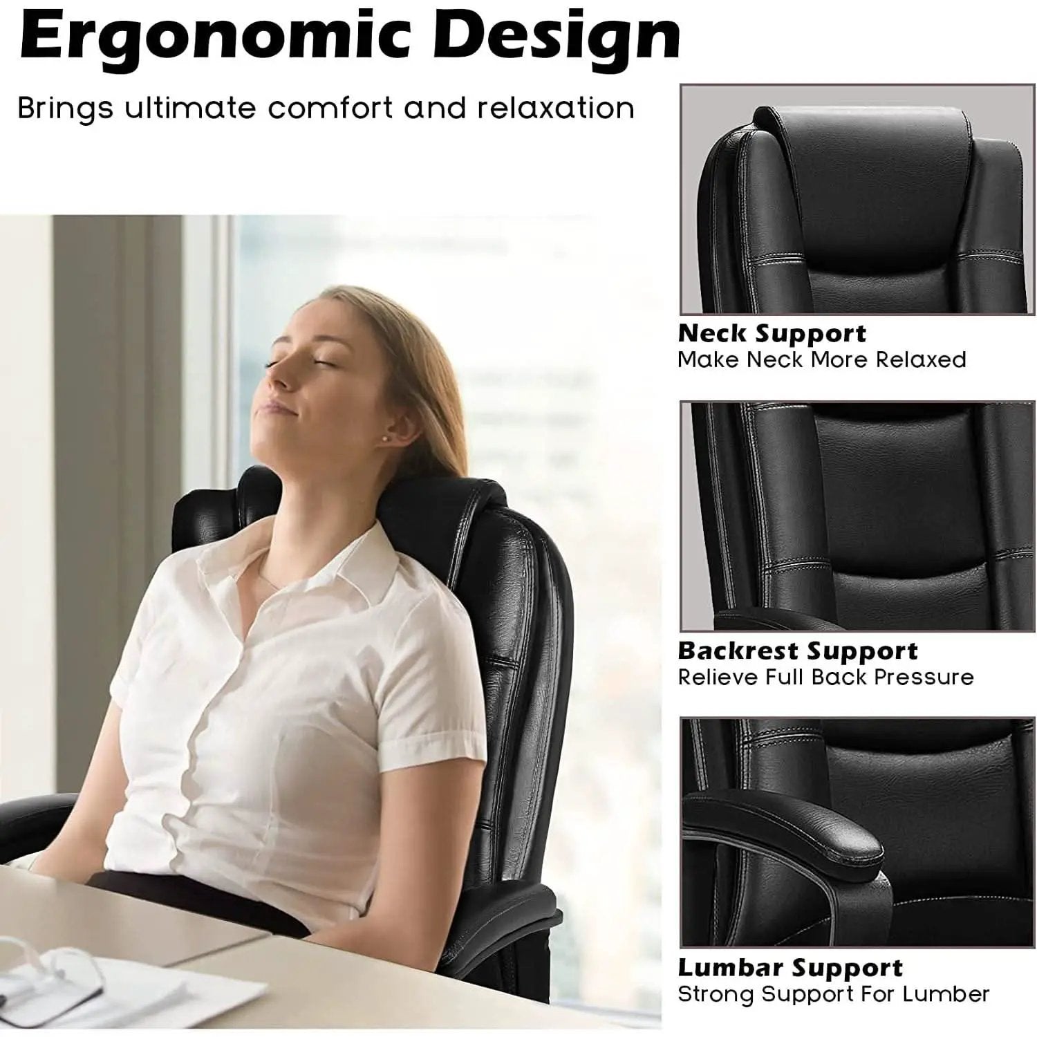 Ergonomic Executive Chair Lumbar Support Height Adjustable from PriceLows™
