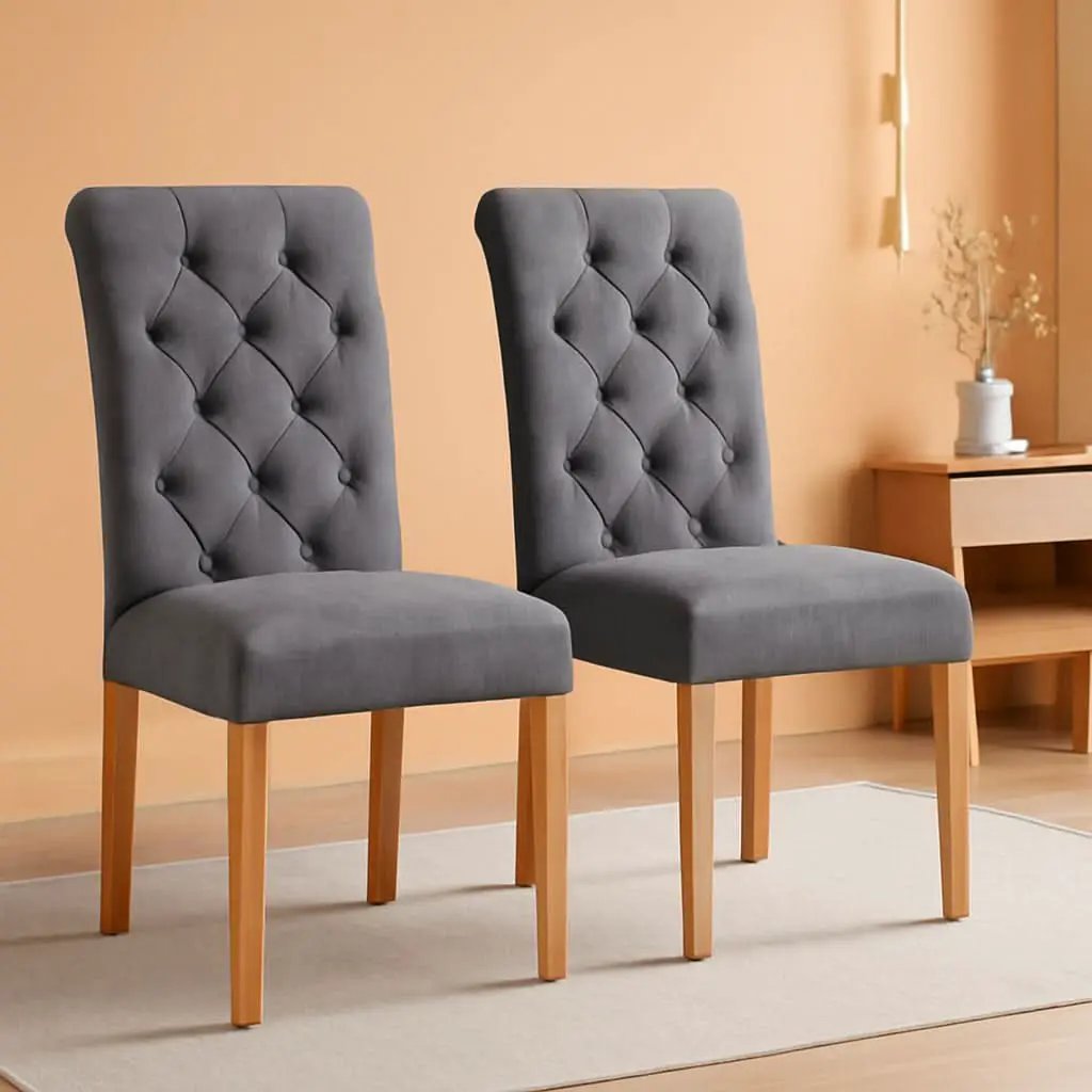 Parsons Dining Chairs Set of 2 Upholstered High Back Dark Gray from PriceLows™