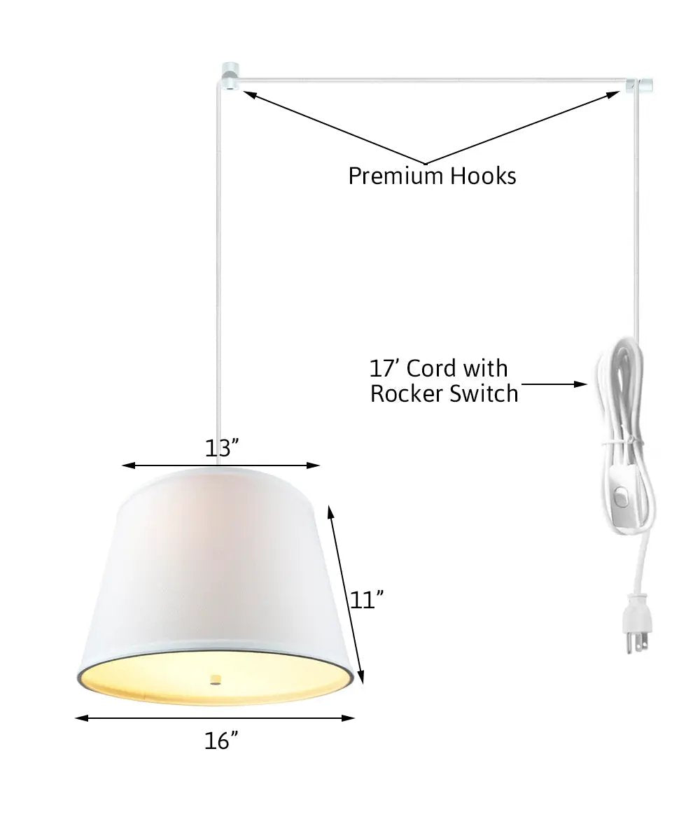 Swag Pendant | 16 Inch Wide | 2 Light | White Plug-In With Diffuser