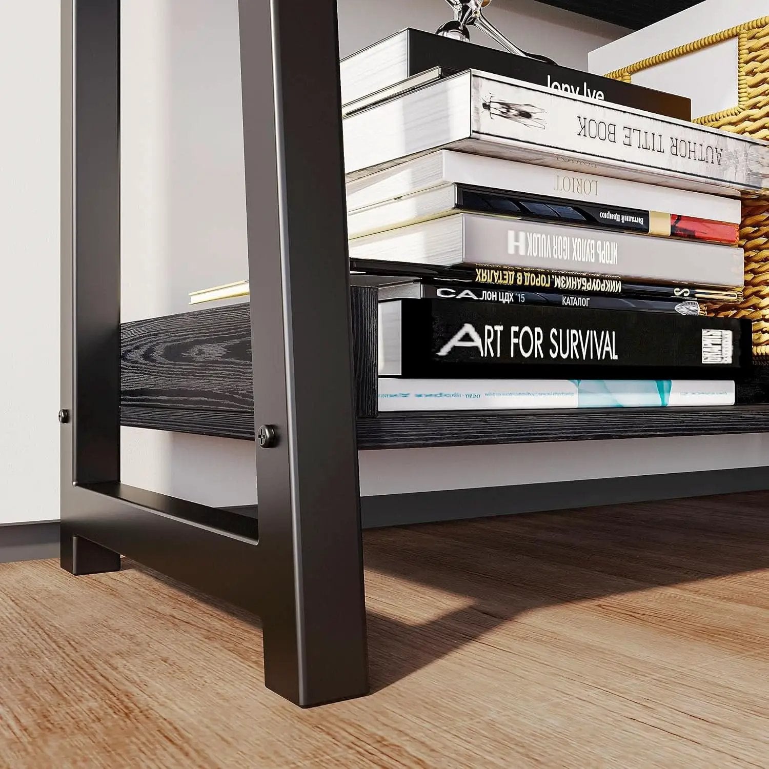 Industrial 5 Tier Bookshelf With Steel Frame 74In Tall from PriceLows™