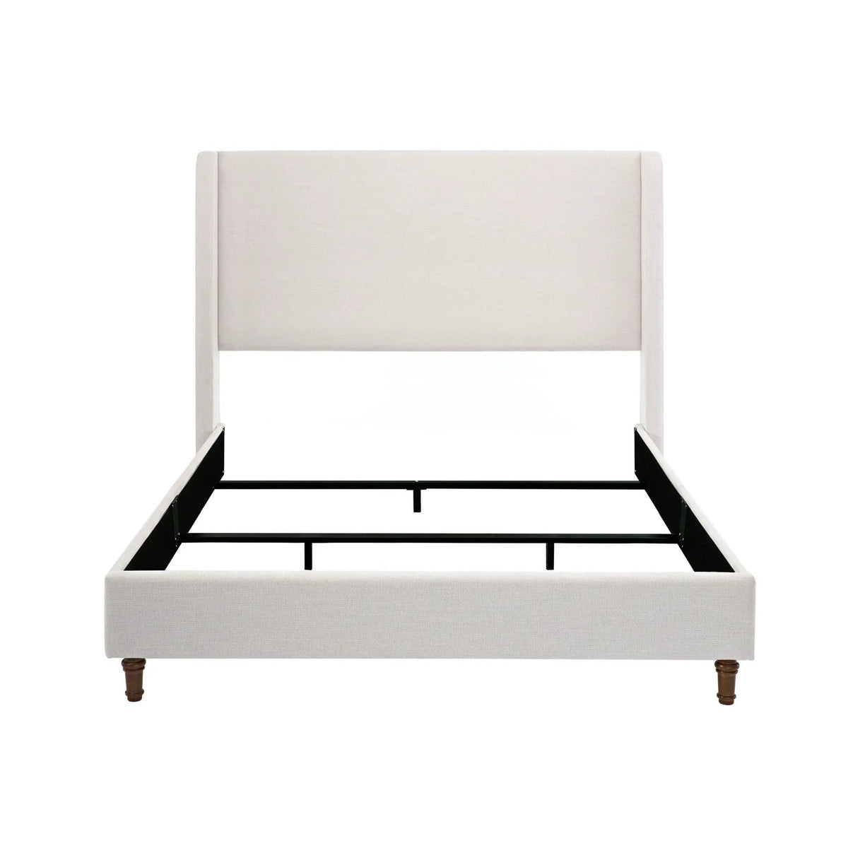 Hayden Upholstered Wingback Bed With Tall Headboard | 2 Pieces | Solid Wood & Walnut | Bedroom