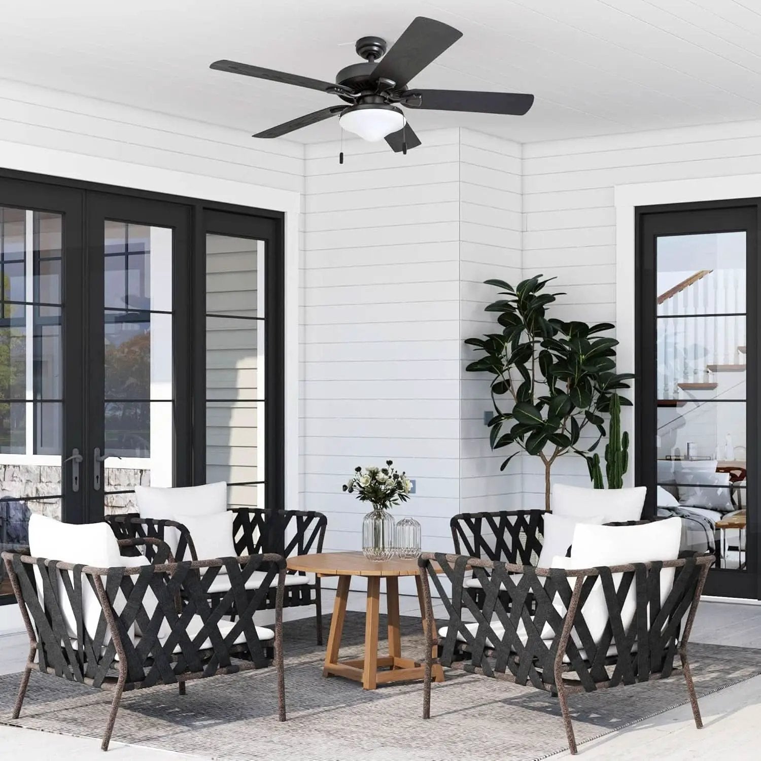 Belmar 52 Inch Bronze Damp Rated Ceiling Fan LED Light from PriceLows™