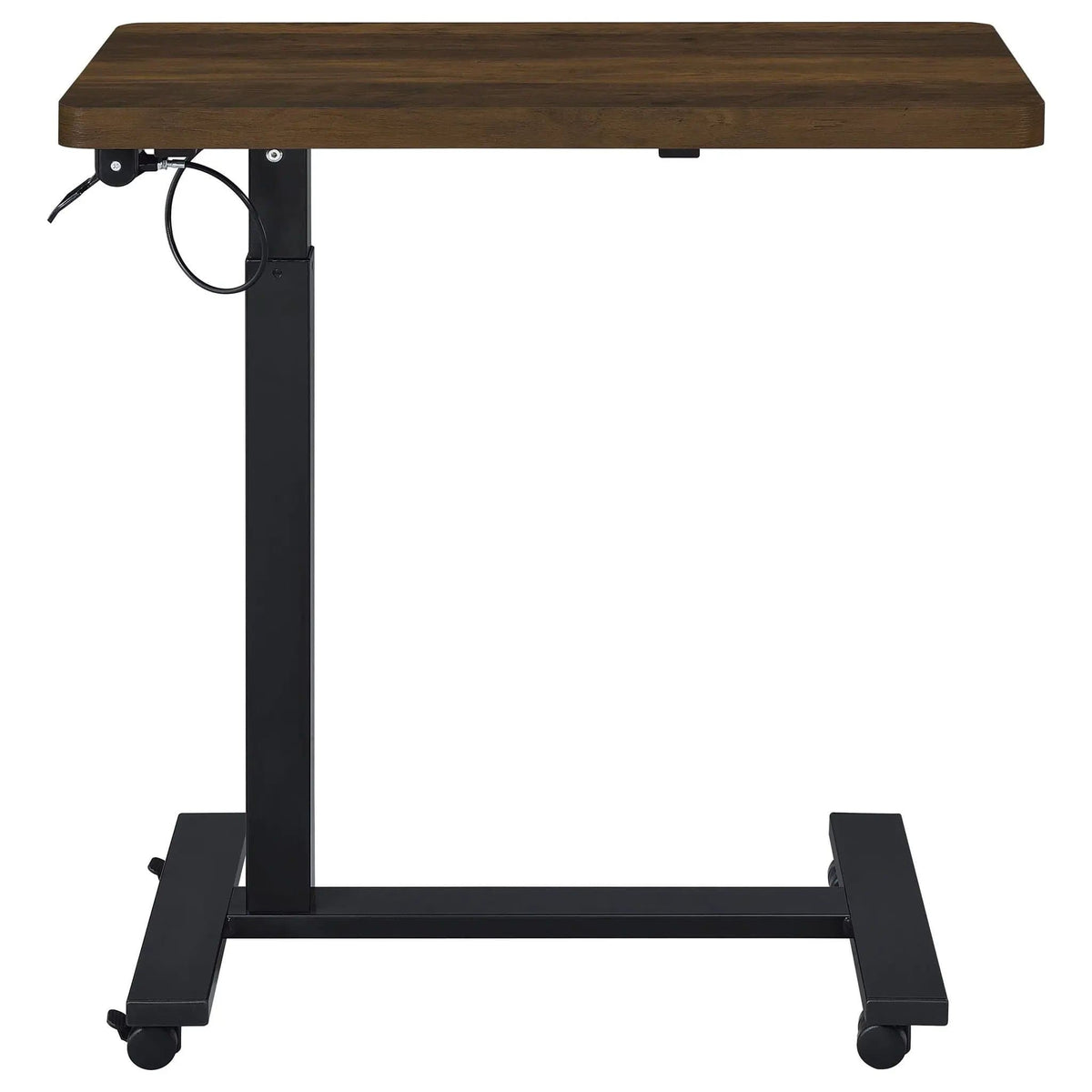 Westpark Pneumatic Adjustable C-Shape Side Table with Casters Dark Pine | 28 x 15.5 x 28.5 in | Engineered Wood & Metal | Home