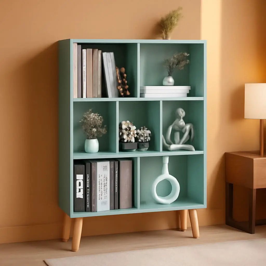 Mint Green 7 Cube Bookcase For Kids Toy Storage Organizer from PriceLows™