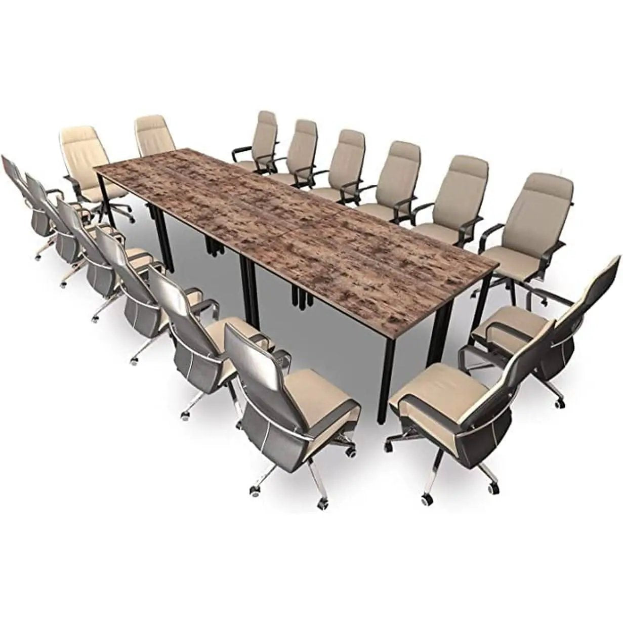 Rustic Vintage Brown Conference Table For 16 Seats from PriceLows™