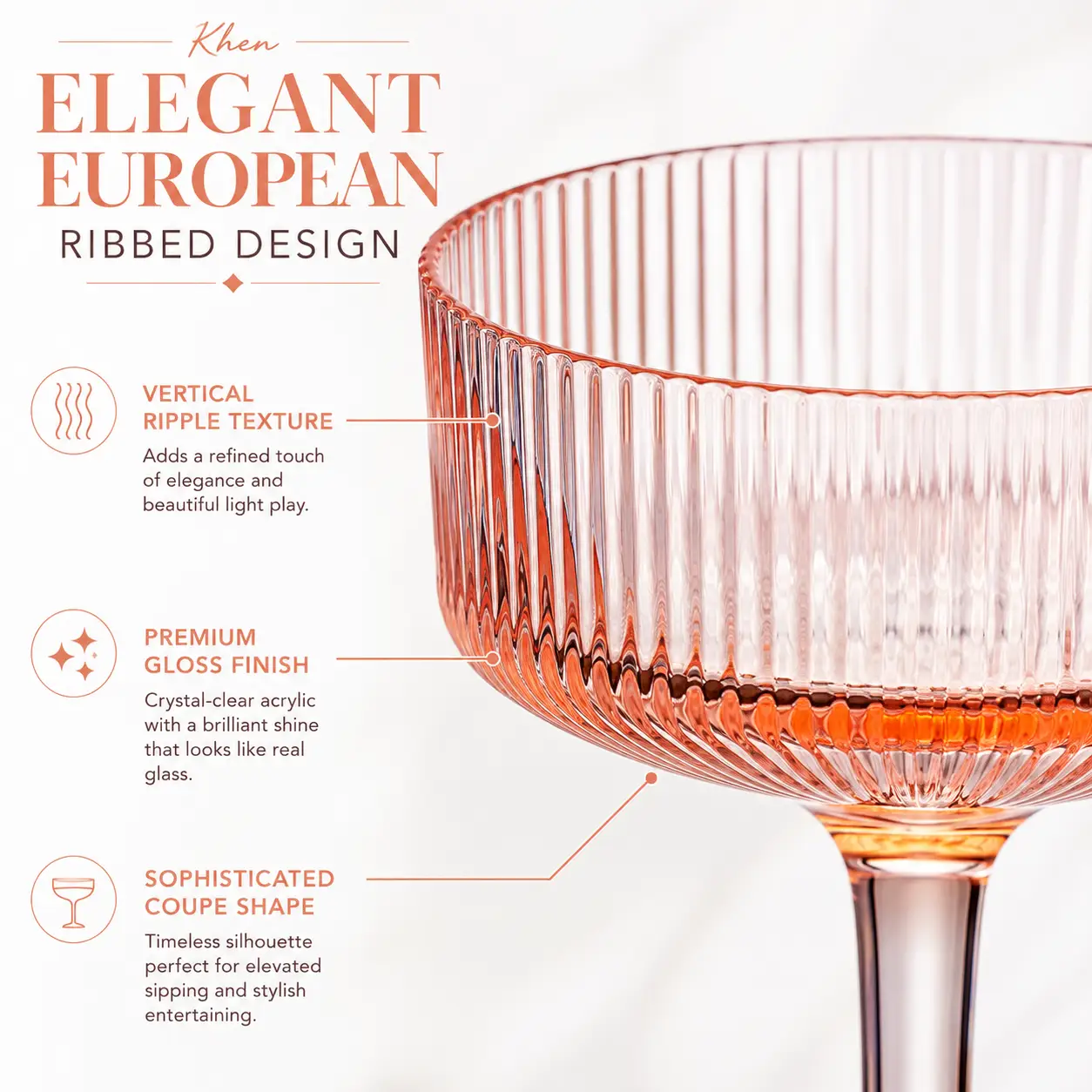 Madrid Acrylic Champagne Coupe Cocktail Glassware, Set of 4