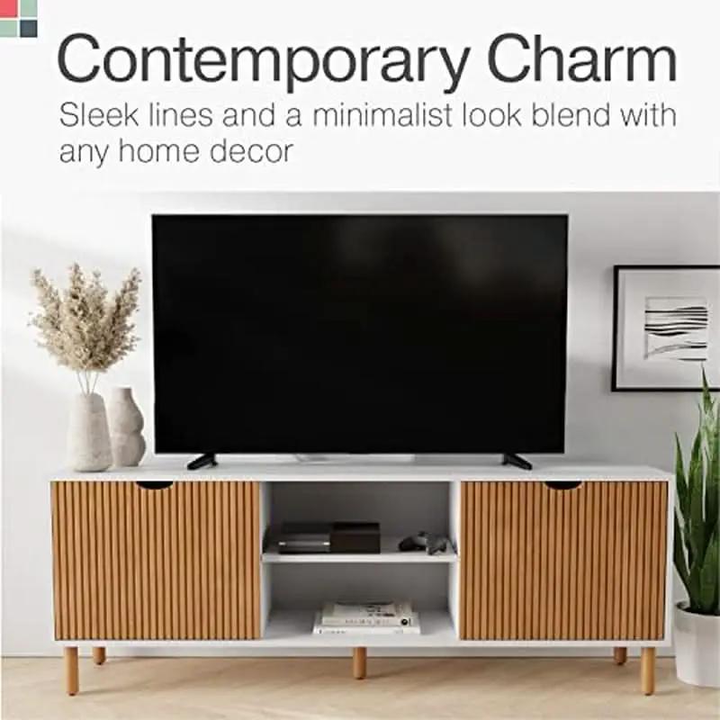 Modern 70 Inch TV Stand With Durable Adjustable Shelves from PriceLows™