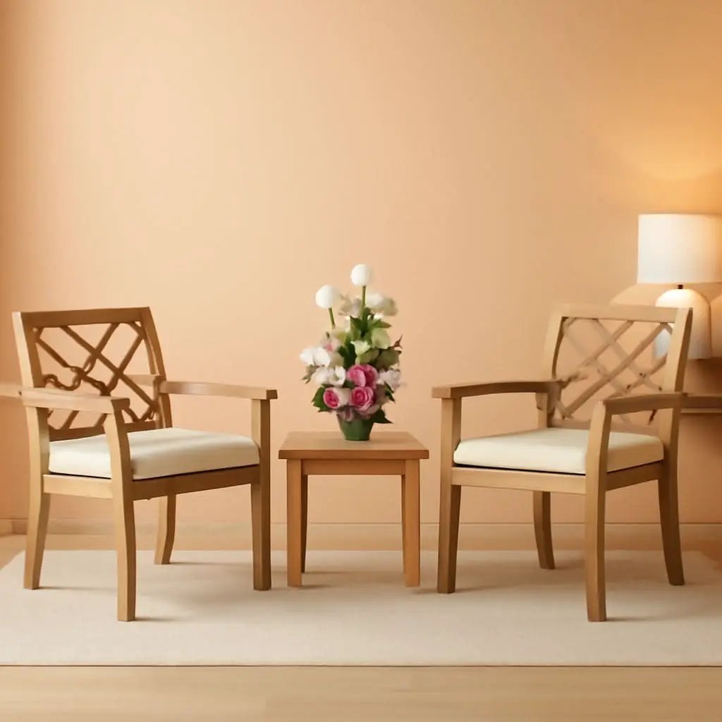 3 Piece Outdoor Patio Furniture Set Acacia Wood Cushioned Chairs And Coffee Table from PriceLows™