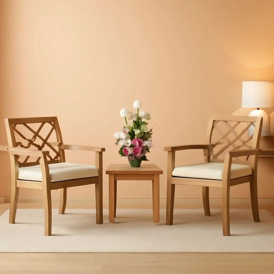 3 Piece Outdoor Patio Furniture Set Acacia Wood Cushioned Chairs And Coffee Table from PriceLows™