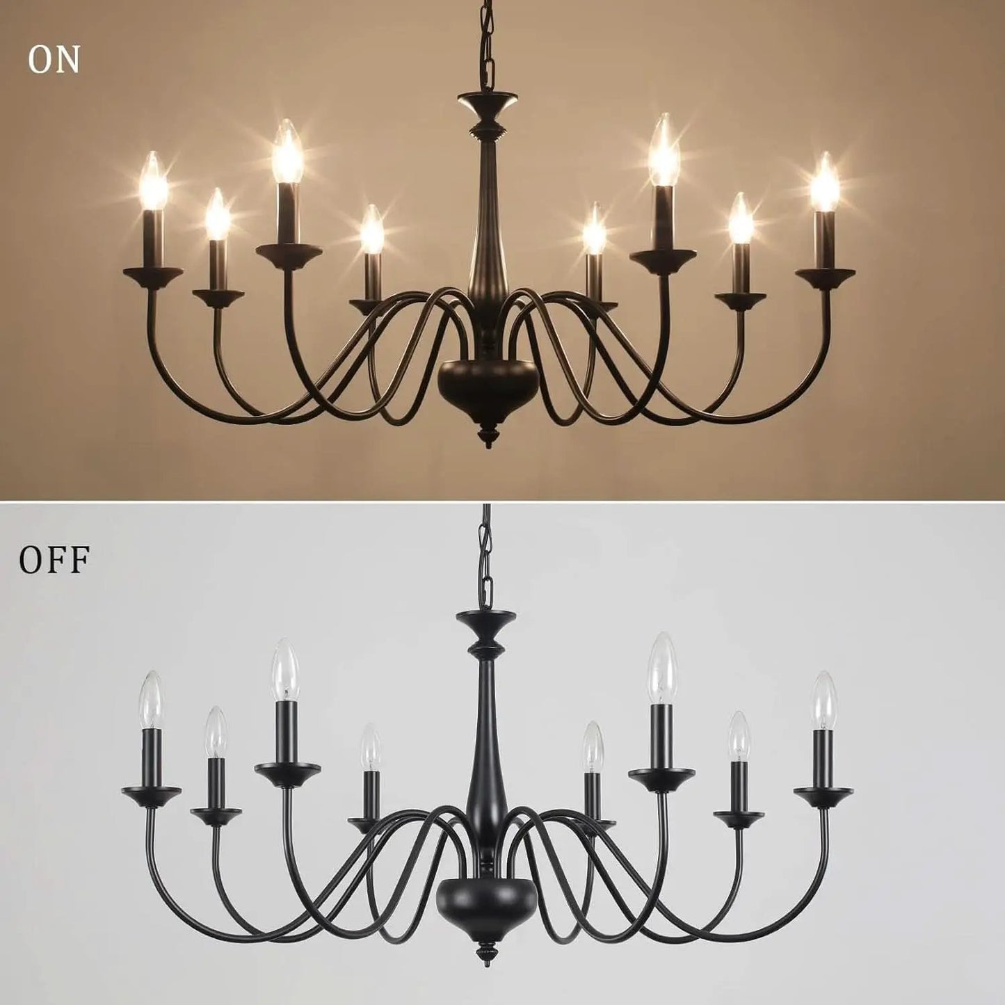 Eight Light Black Farmhouse Chandelier Ceiling Fixture from PriceLows™