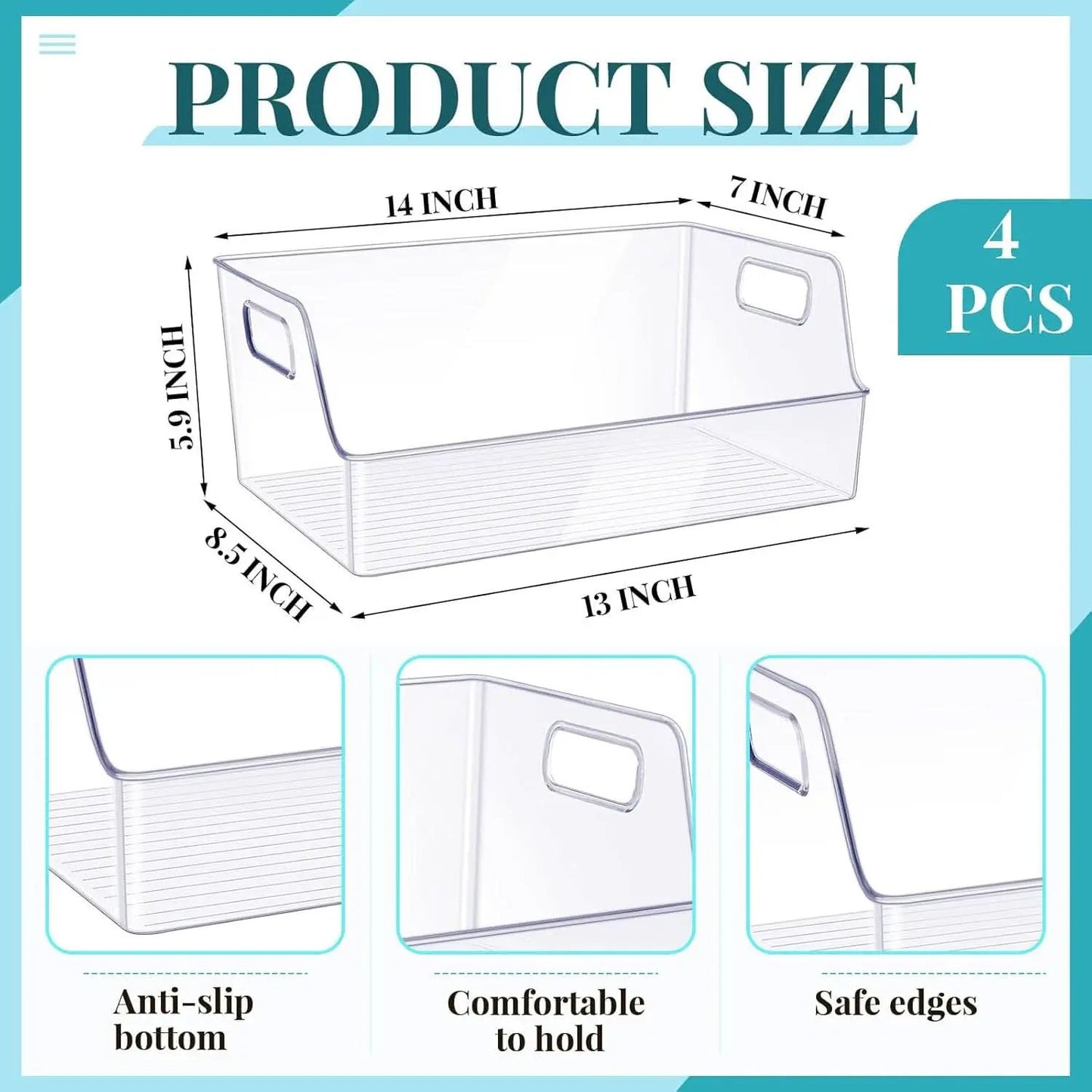 4 Pack Clear Large Book Display Case 13 X 8.5 X 5.9 Inch Stackable With Handle from PriceLows™