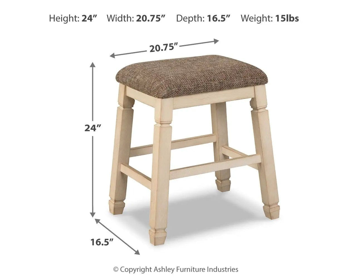 Bolanburg Upholstered Stool (Set of 2) | 20.75 x 16.63 x 23.5 in | Solid Wood & Polyester | Beige