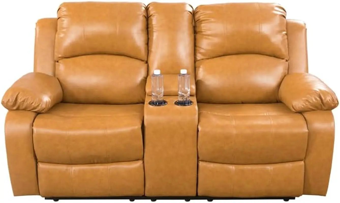 Leather Manual Recliner Sofa Set Ginger 3Piece Living Room from PriceLows™