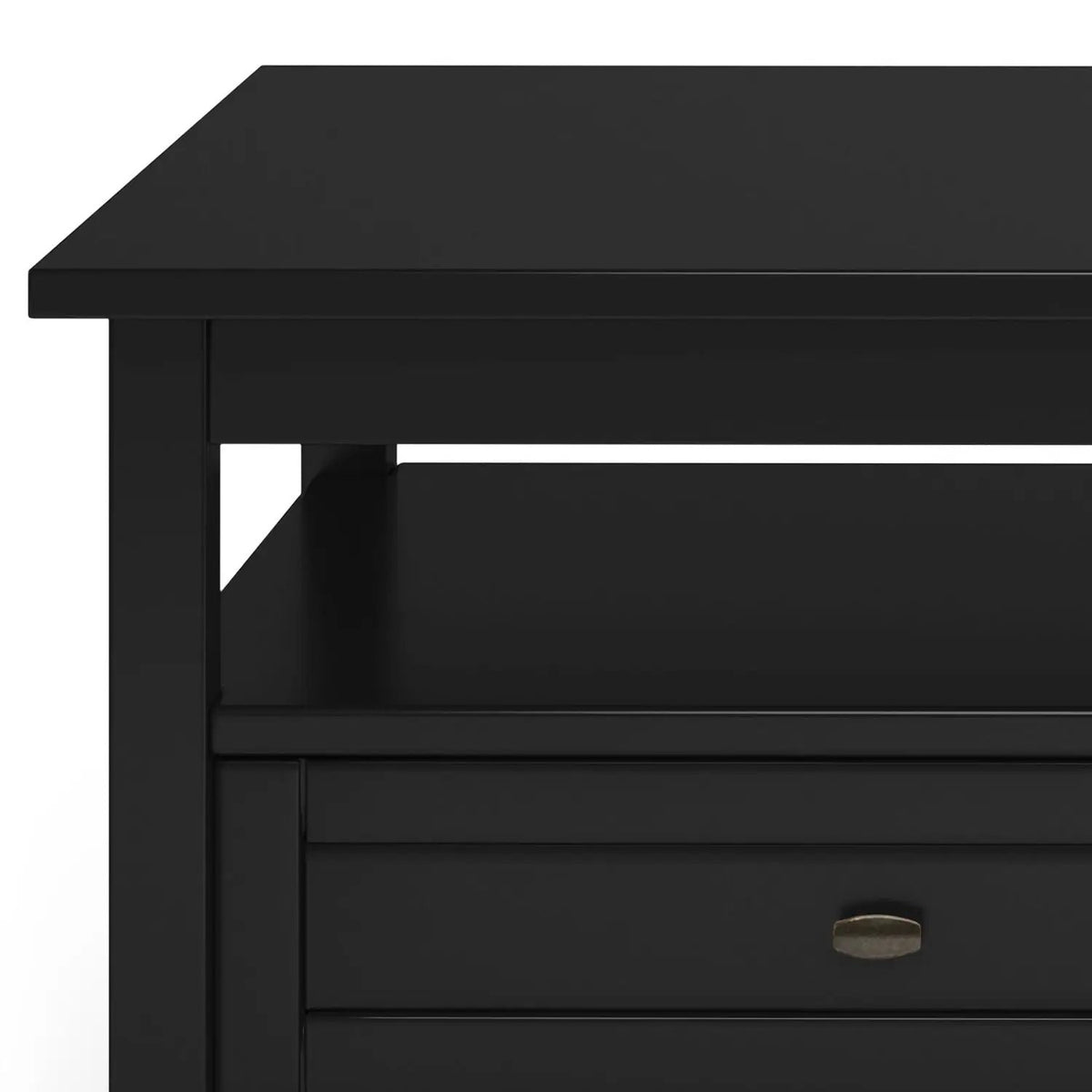 Warm Shaker Solid Wood Table | Bottom Drawer | Open Shelf Storage