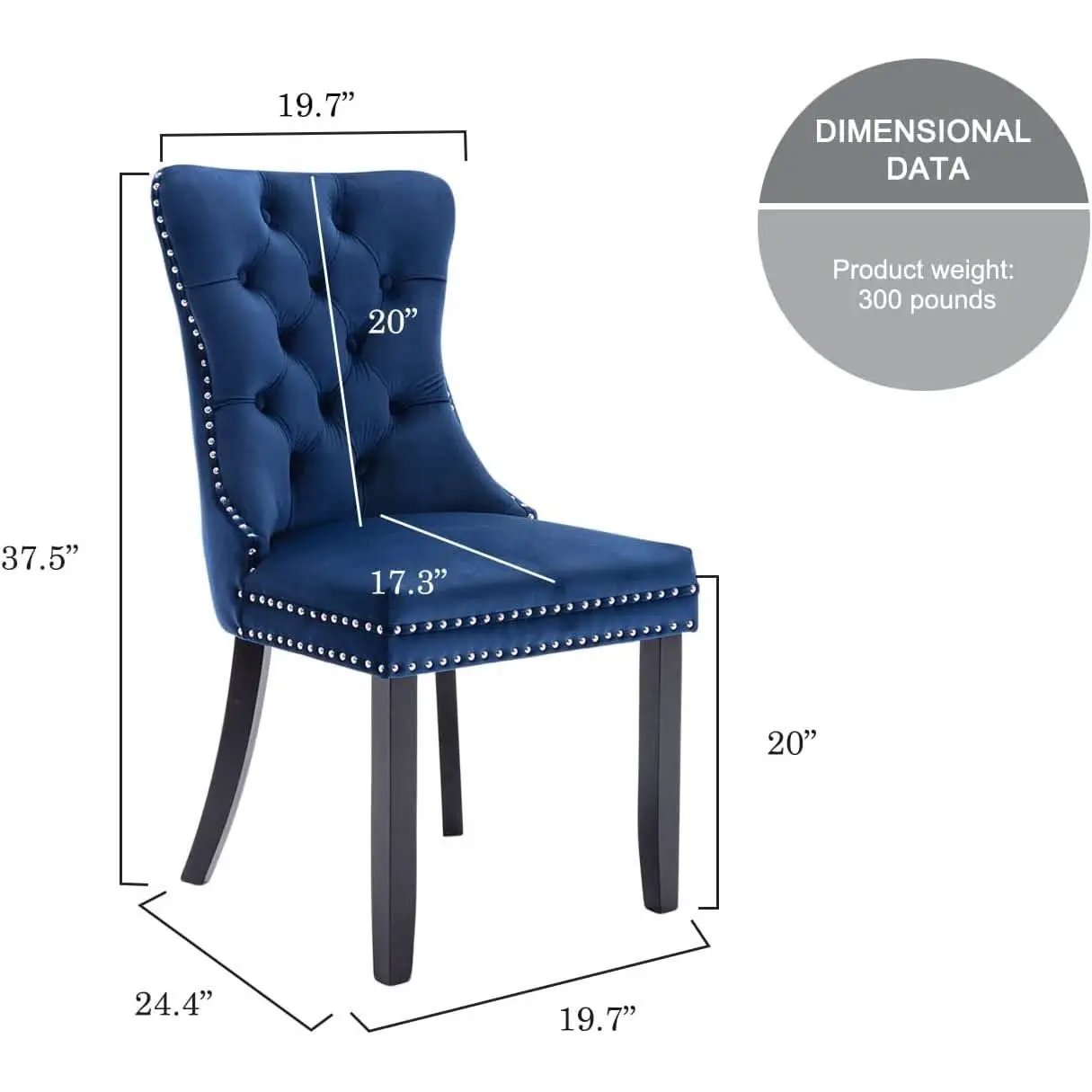 Blue Velvet Upholstered Dining Chairs Set Of 6 Studded from PriceLows™