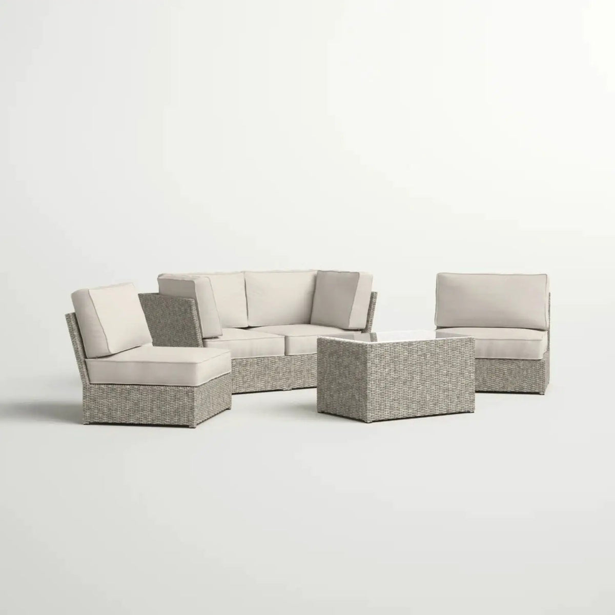 Modular Wicker Patio Seating Group | HDPE Wicker | Rustproof Aluminum Frame | 10 Thick Cushions