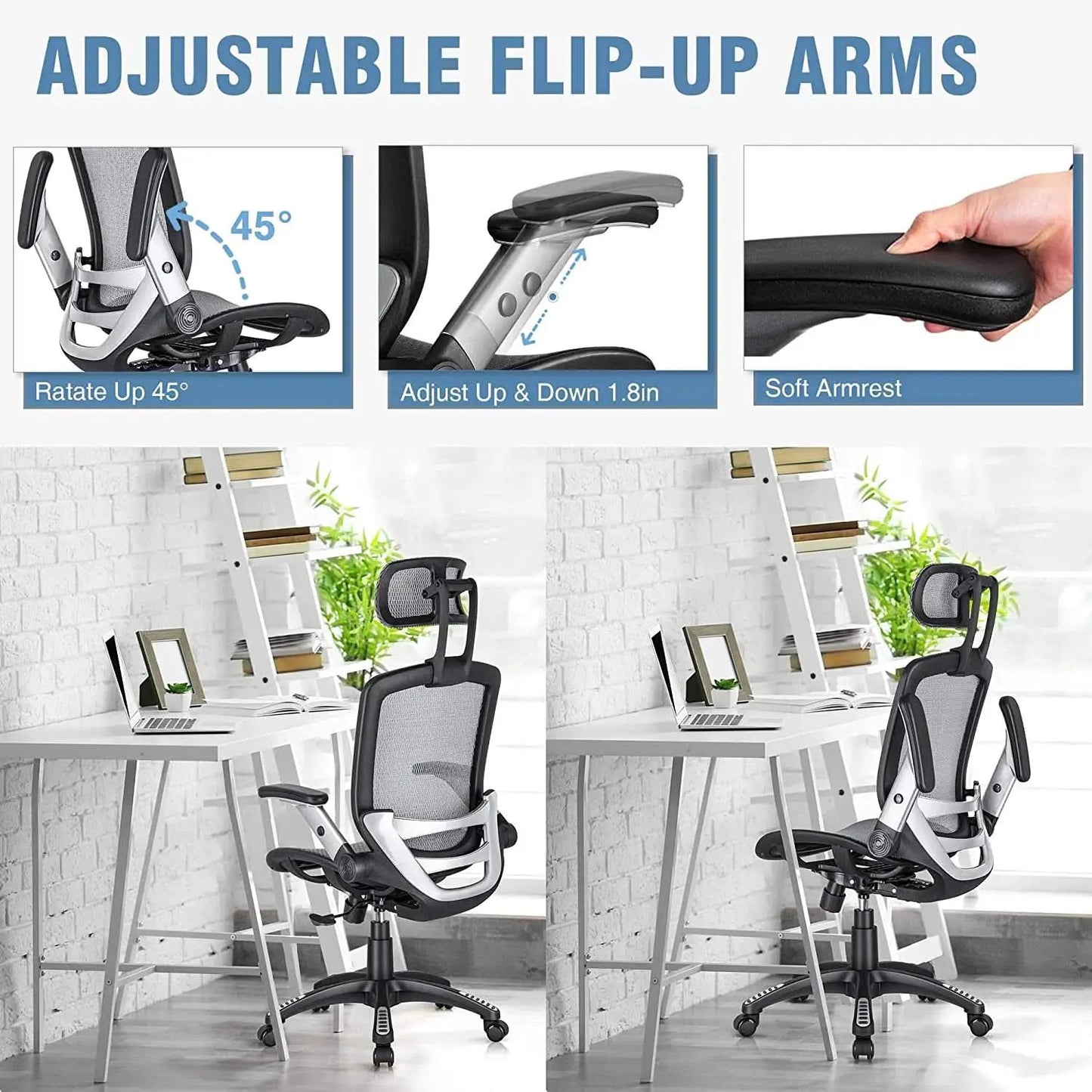 Ergonomic Adjustable High Back Mesh Office Chair Grey from PriceLows™