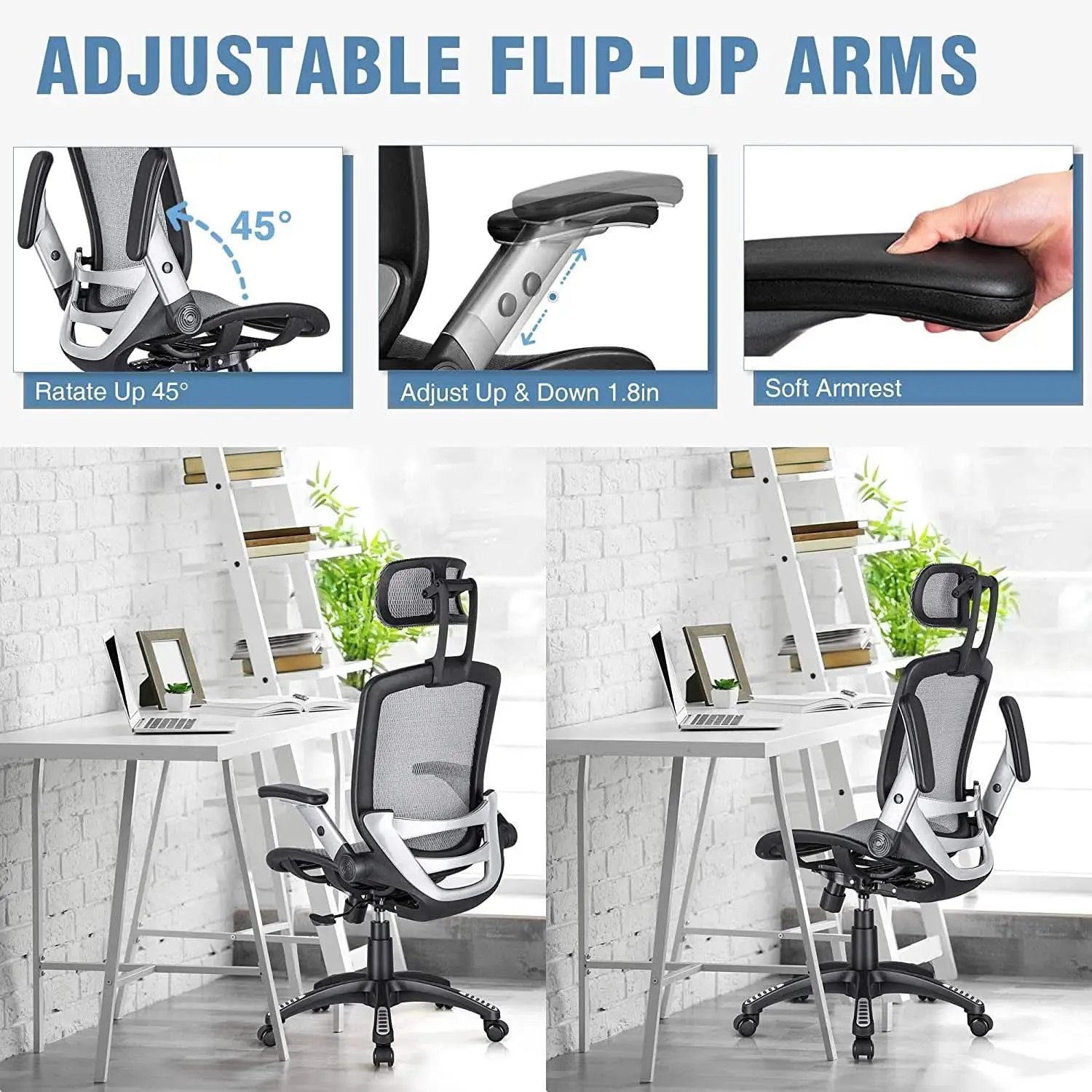 Ergonomic Adjustable High Back Mesh Office Chair Grey from PriceLows™