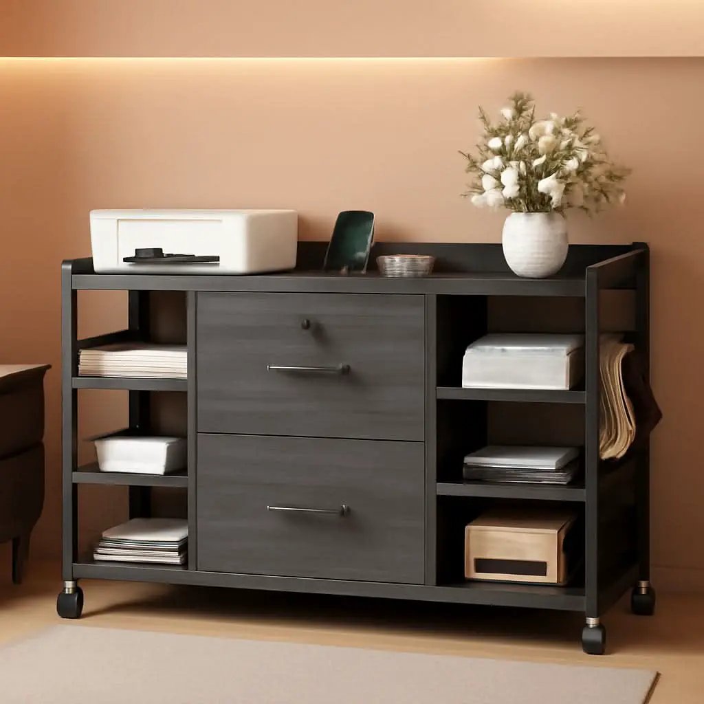 44 Inch 2 Drawer File Cabinet Grey With Lock For Office from PriceLows™