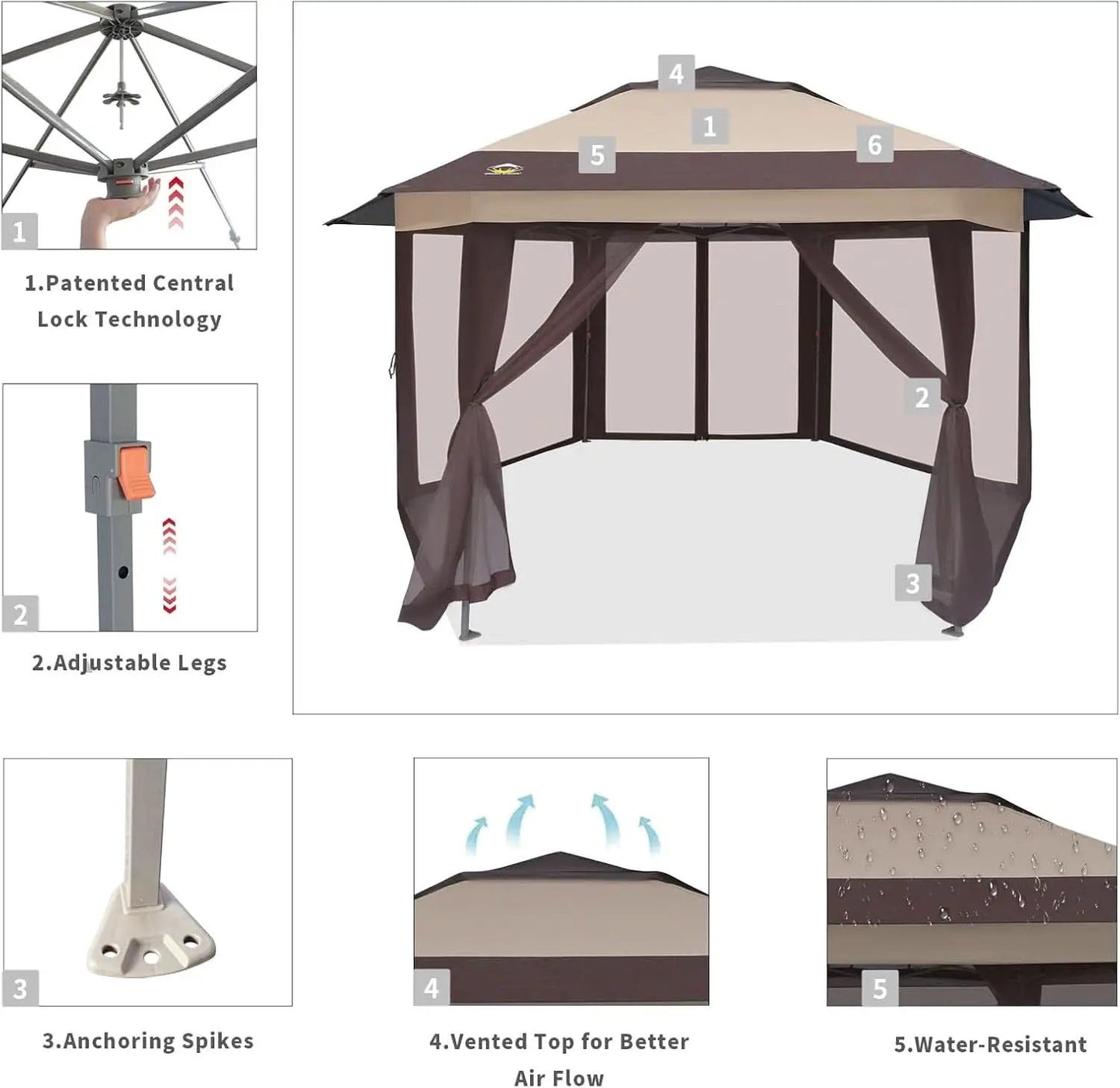 16x16 Pop Up Gazebo With Mosquito Netting For Patio Parties from PriceLows™