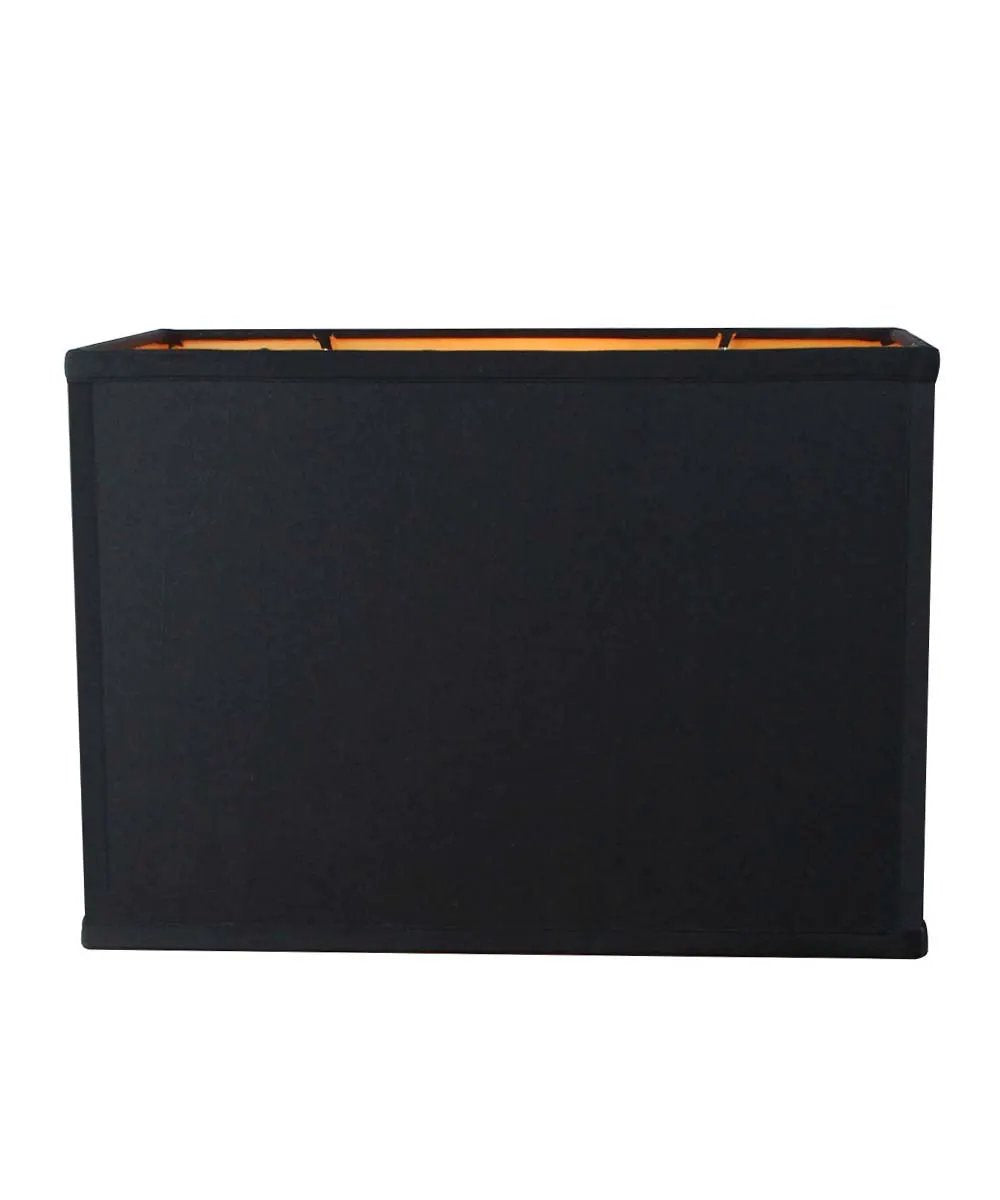 Rectangular Drum Lampshade | 16X11 Inches | Black Fabric | Softback