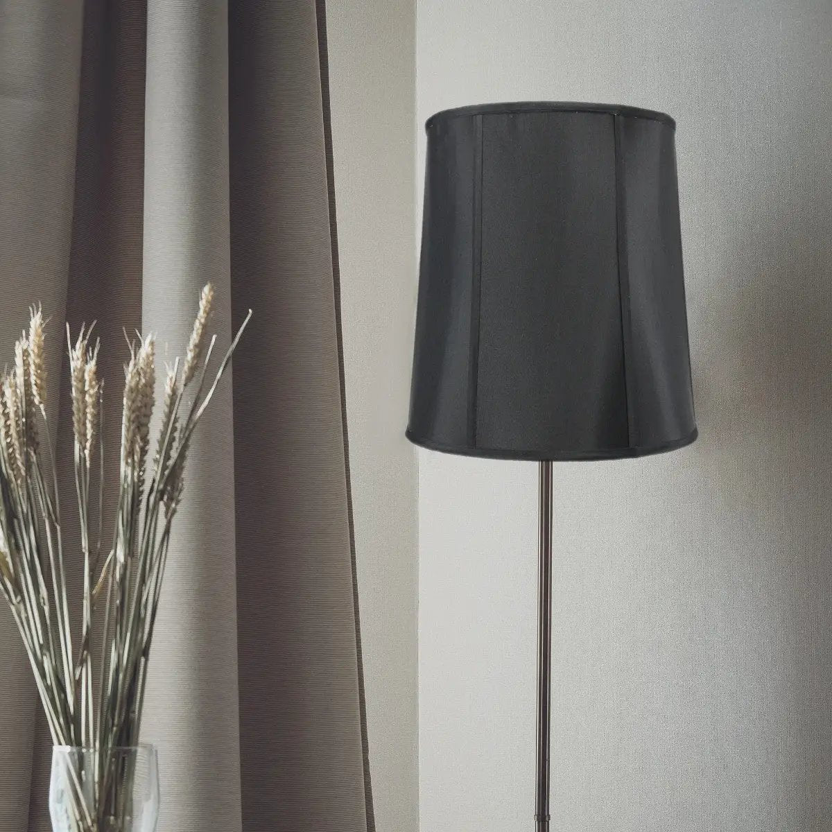 Drum Lamp Shade | 14W X 15H | Premium Black Fabric | Gold Lined